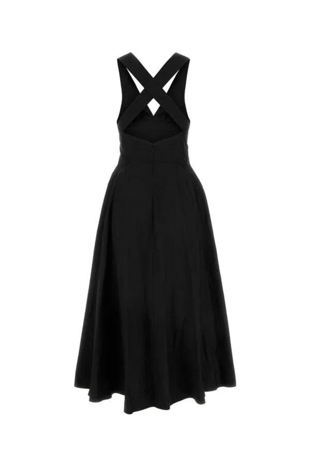 ALAÏA Crossover Open-back Sleeveless Midi Dress In Black Product Image