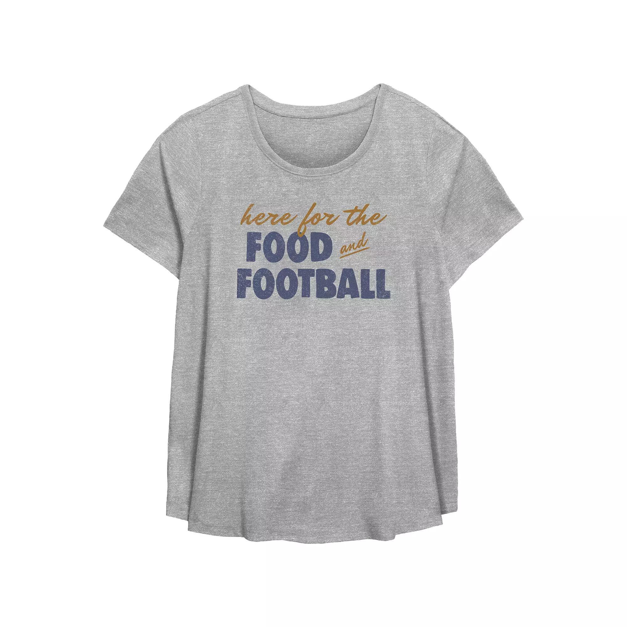 Plus Size Here For The Food And Football Flowy Graphic Tee, Womens Grey Gray Product Image