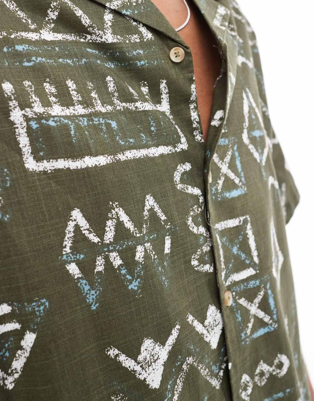 ASOS DESIGN oversized revere shirt in abstract pattern Product Image