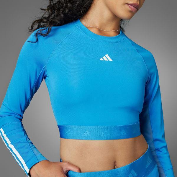 adidas Hyperglam Training Cropped Long Sleeve Tee Shadow Brown M Womens Product Image