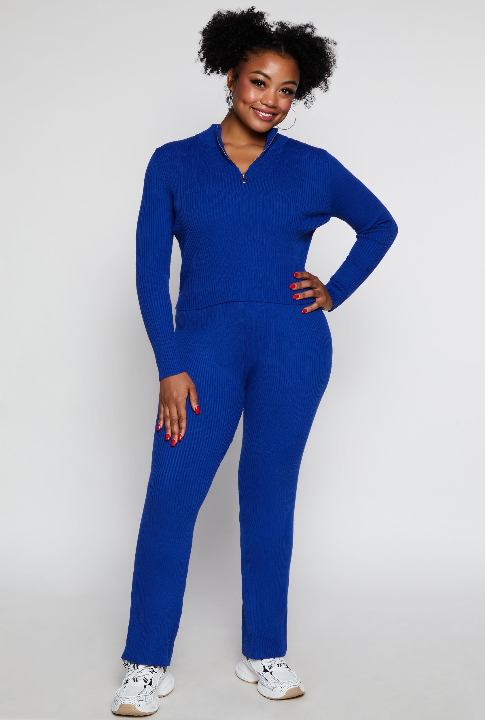 Womens Plus Size Ribbed Knit Pants Product Image