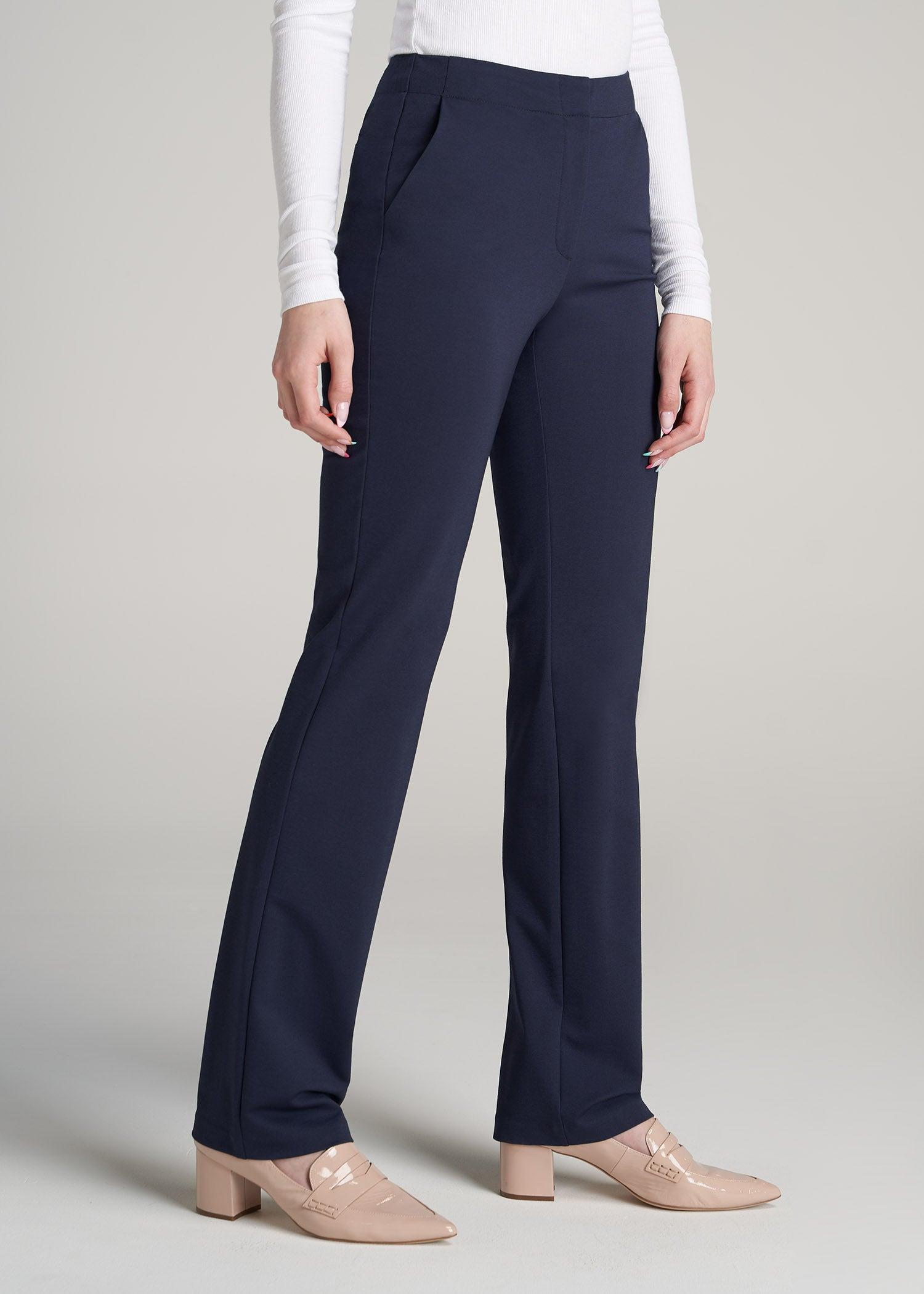 Slim Straight Leg Dress Pants for Tall Women in Navy Product Image