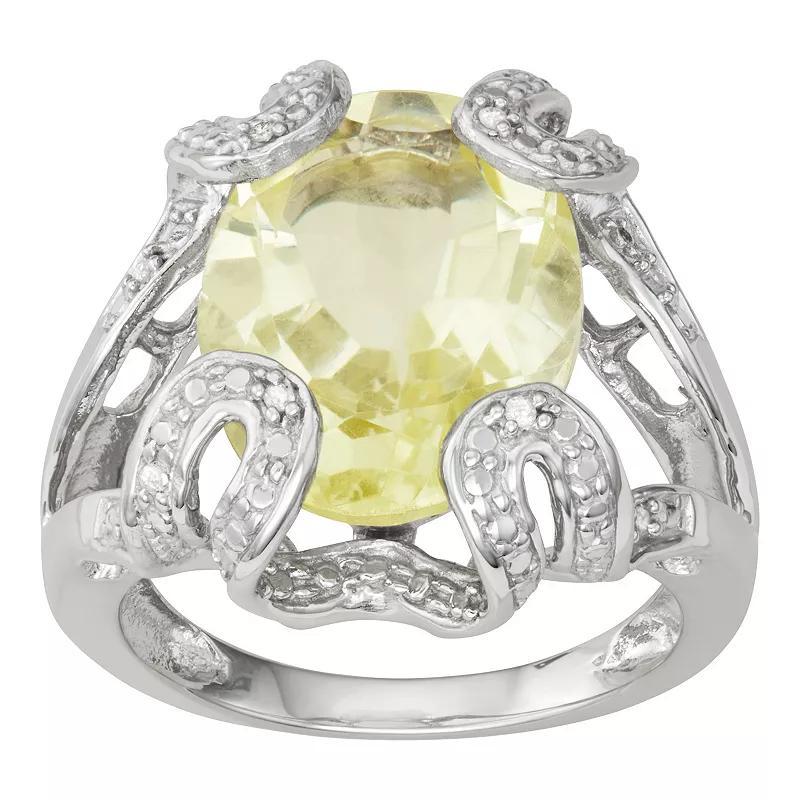 Jewelexcess Sterling Silver Green Quartz & Diamond Accent Ring, Women's, Size: 8 Product Image