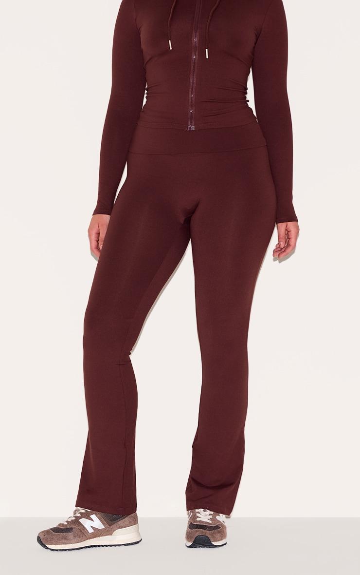 Shape Brown Stretch Sculpted Foldover Waist Flare Pants Product Image
