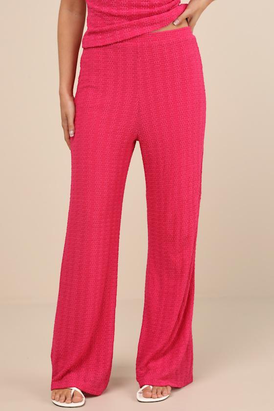 Cove Fuchsia Textured High-Rise Pants Product Image