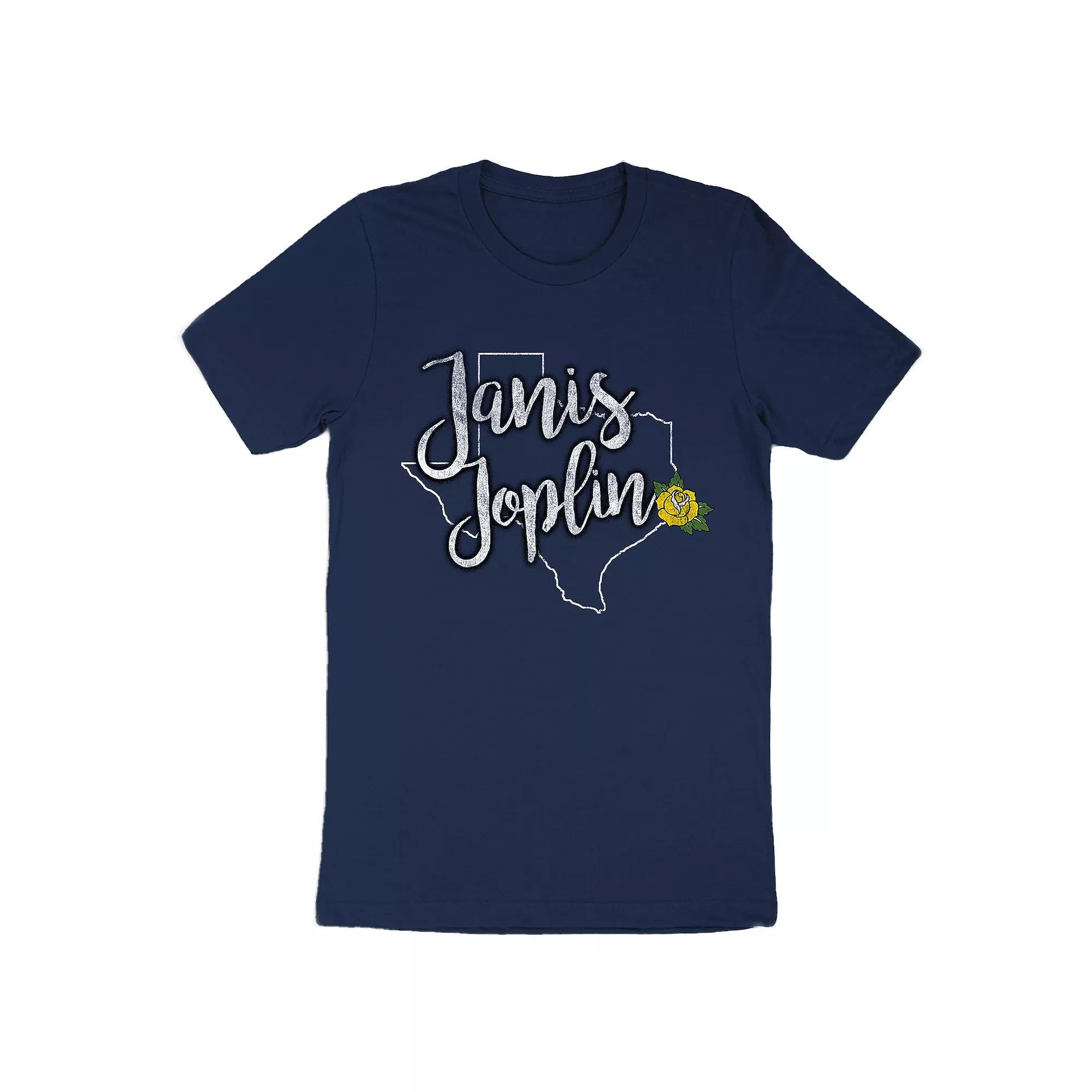 Men's Janis Joplin Yellow Rose Tee, Size: Small, Blue Product Image