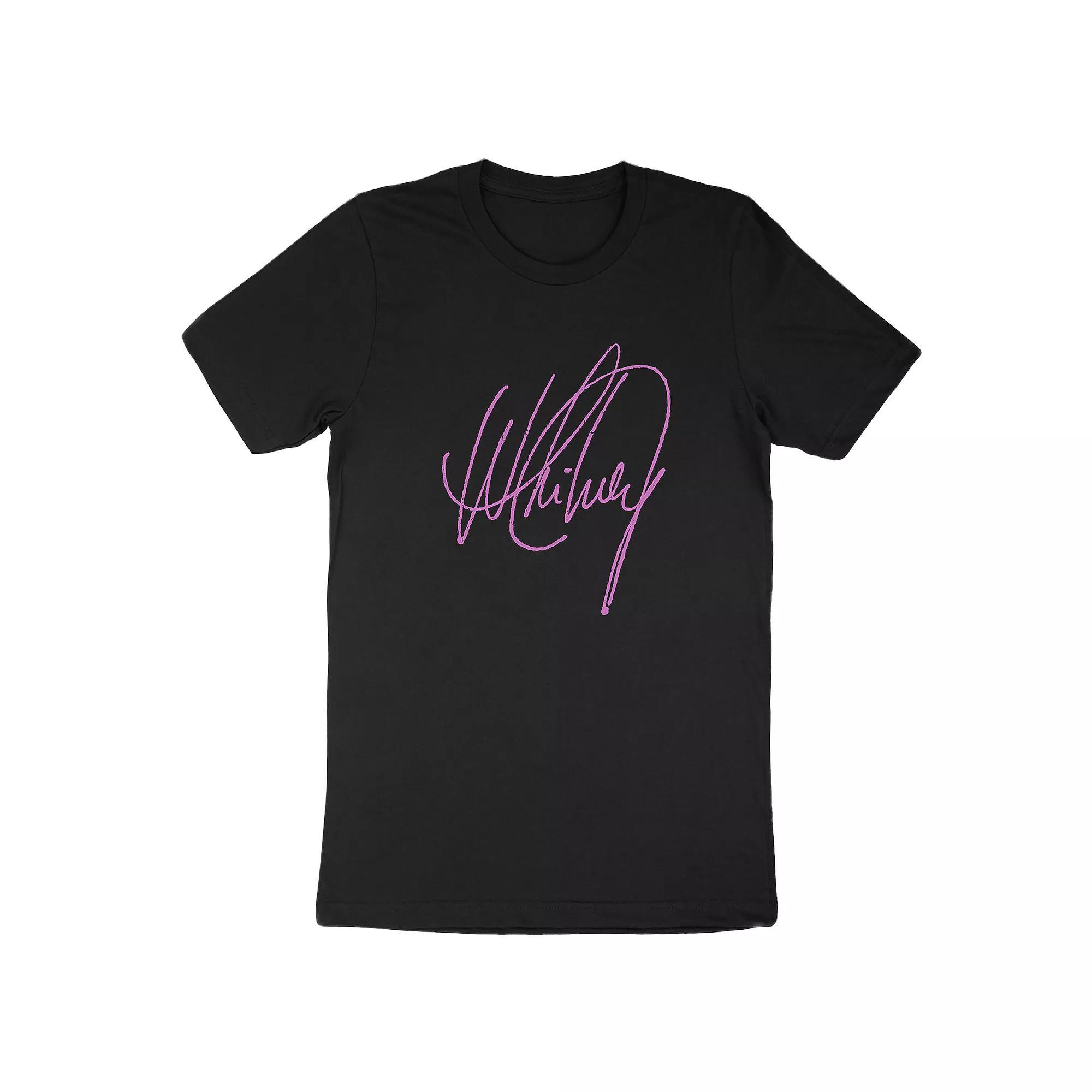 Men's Whitney Houston Pink Signature Tee, Size: XXL, Black Product Image