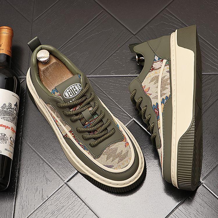 Printed Panel Platform Sneakers Product Image