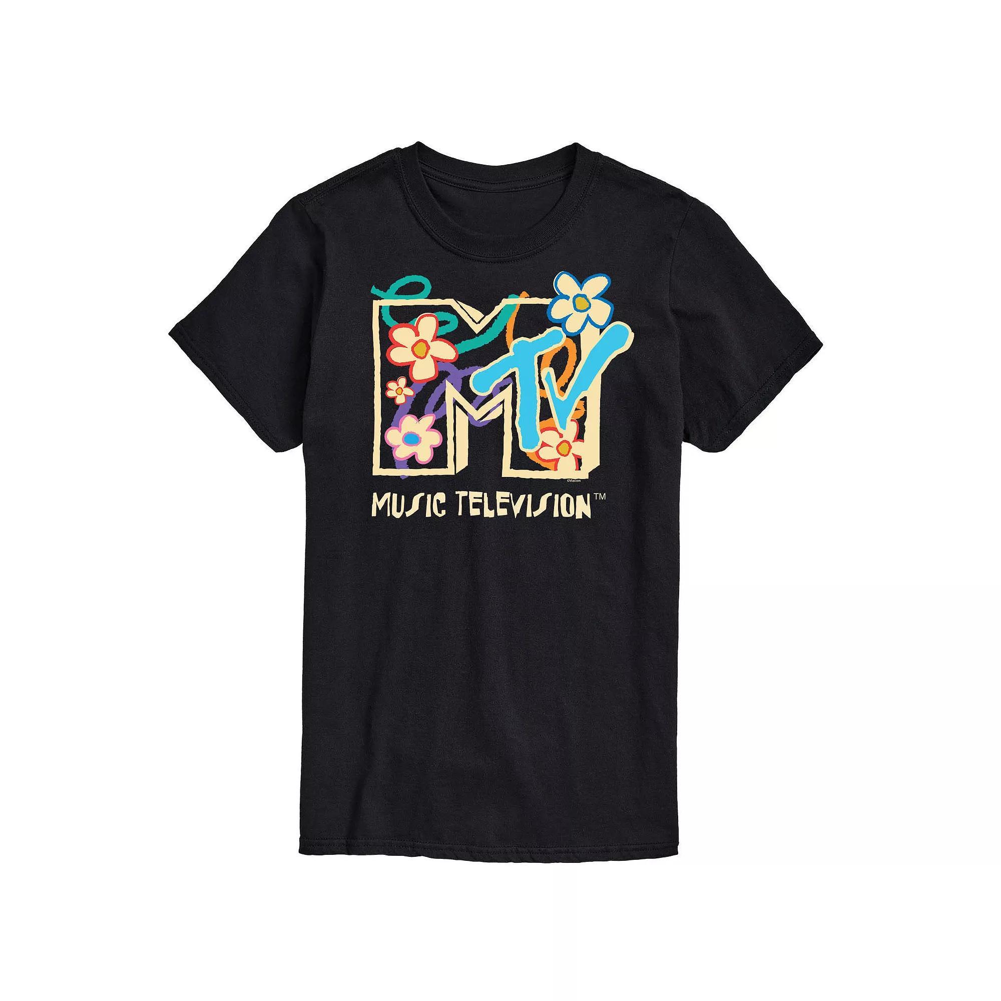Big & Tall MTV Floral Logo Graphic Tee, Men's, Size: Large Tall, Black Product Image