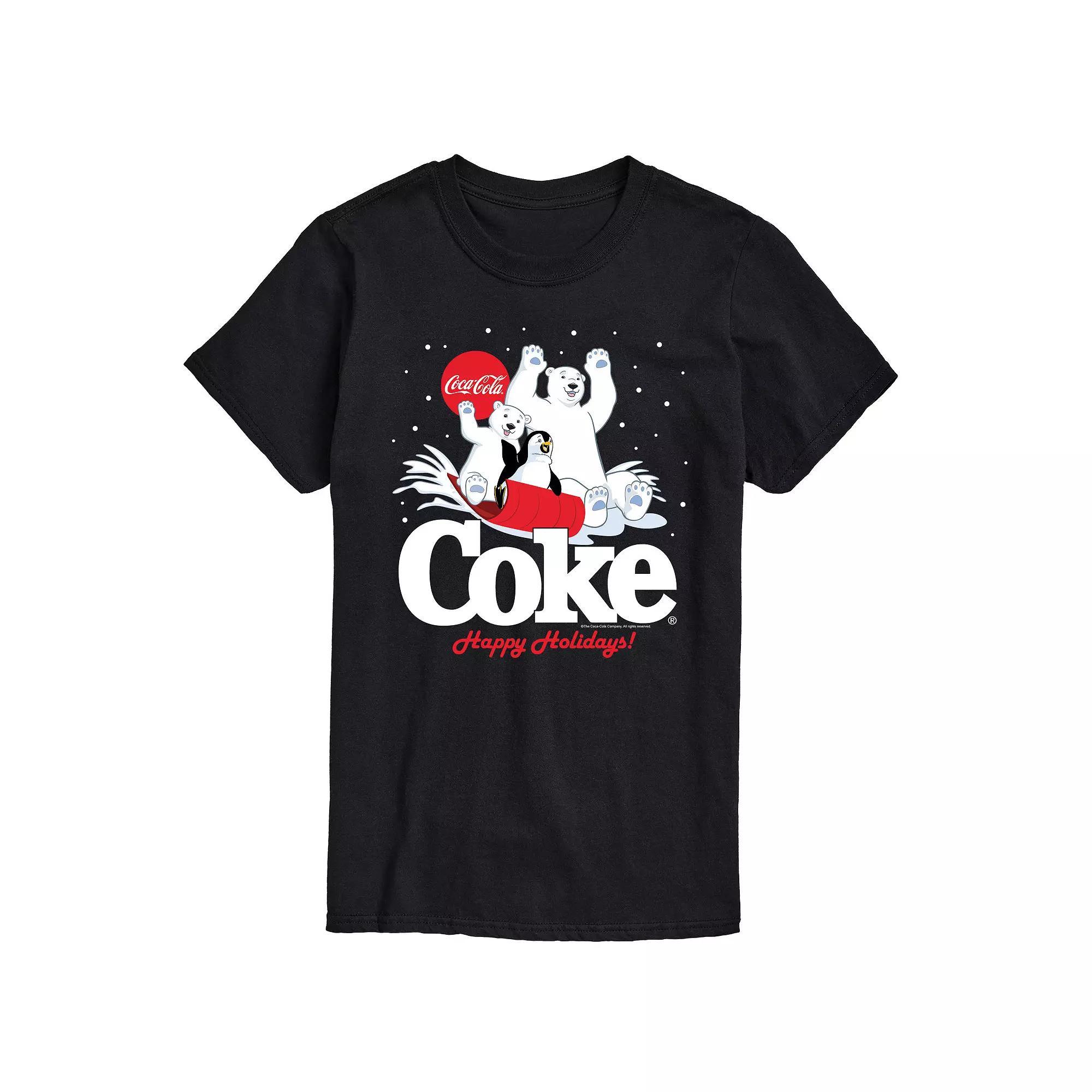 Men's CocaCola Happy Holidays Sledding Tee, Size: XL, Blue Product Image