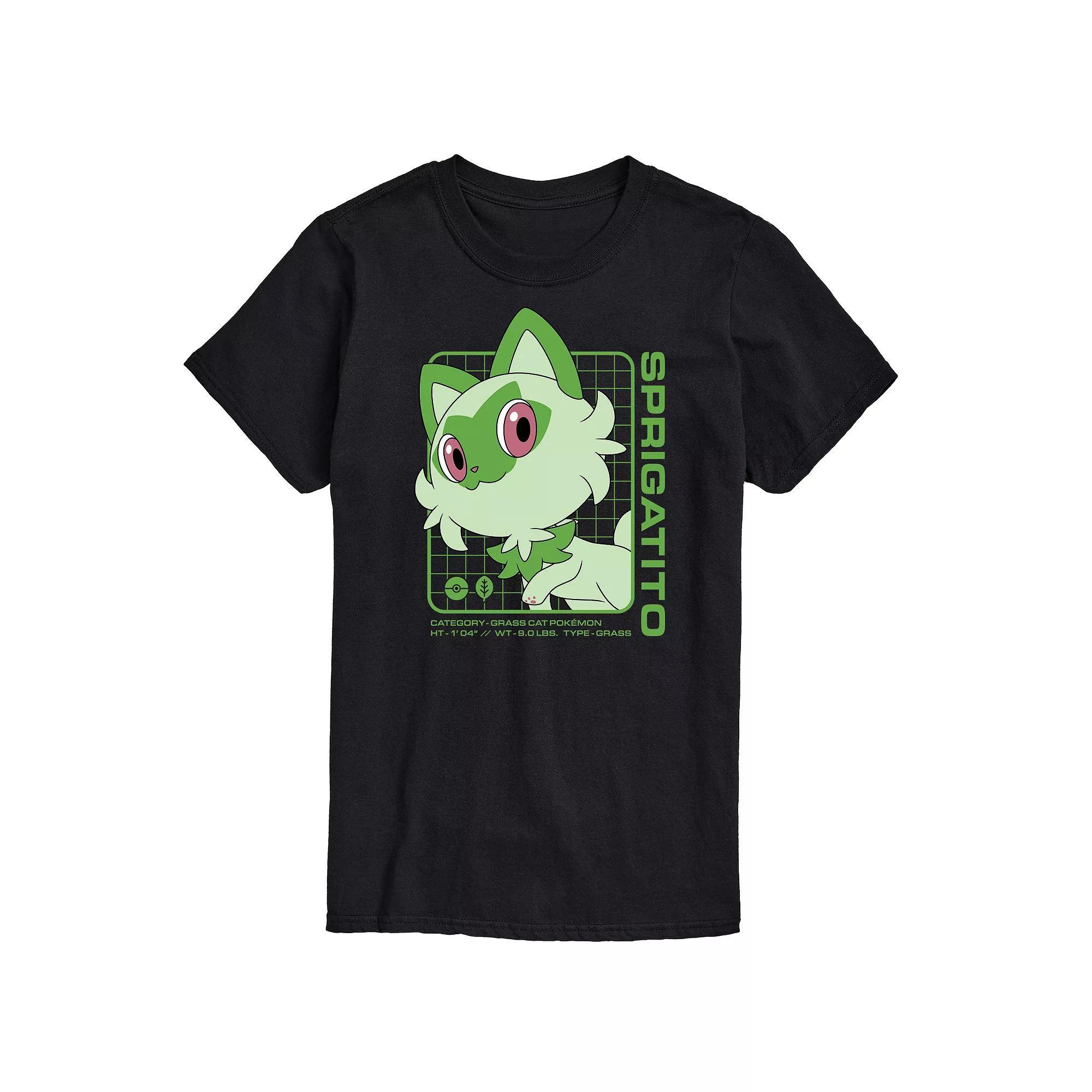 Men's Pokemon Sprigatito Stats Graphic Tee, Size: Small, Black Product Image