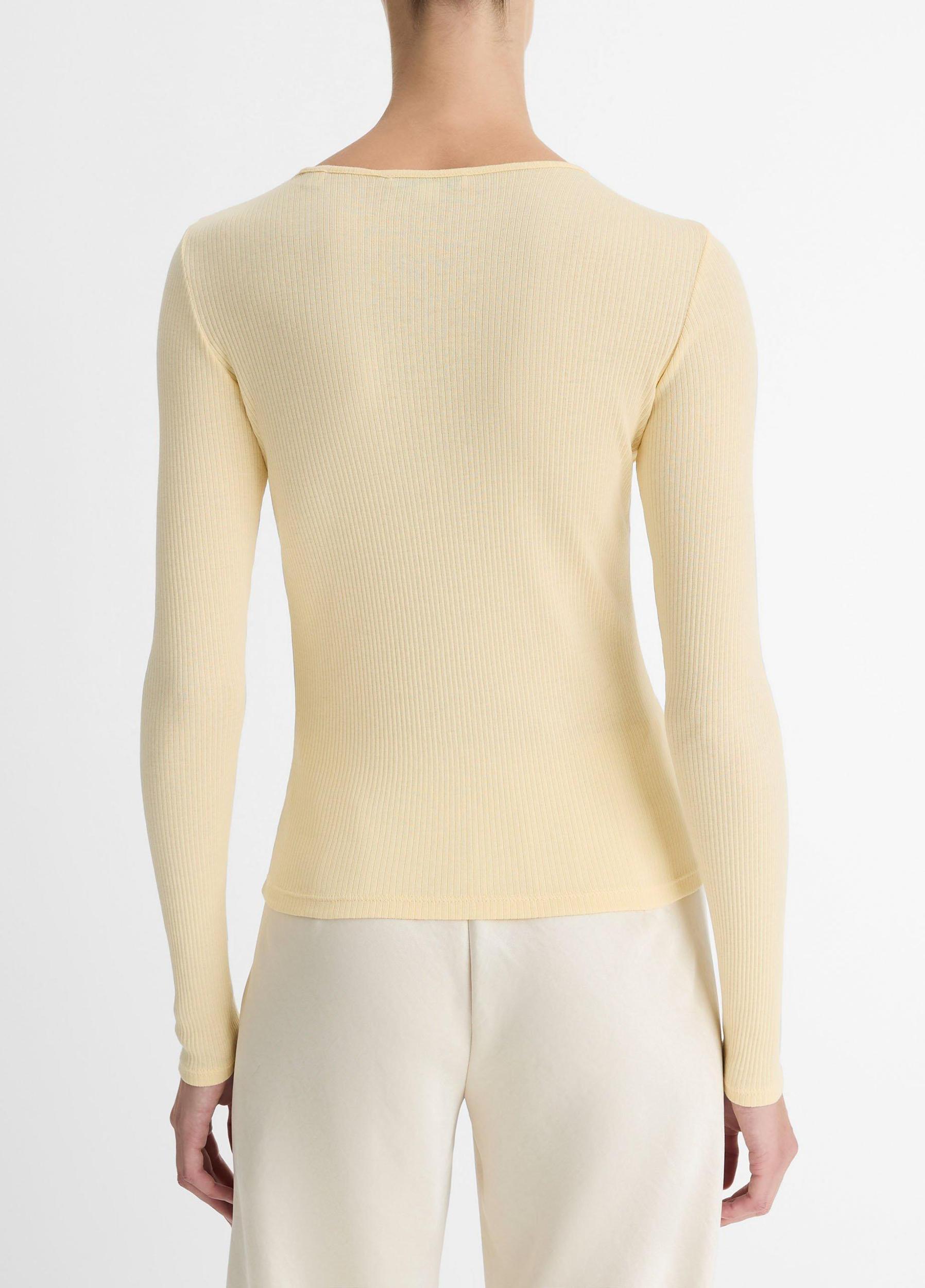 Womens Ribbed Pima Cotton Long-Sleeve T-Shirt, Light Butter, Size M Vince Product Image