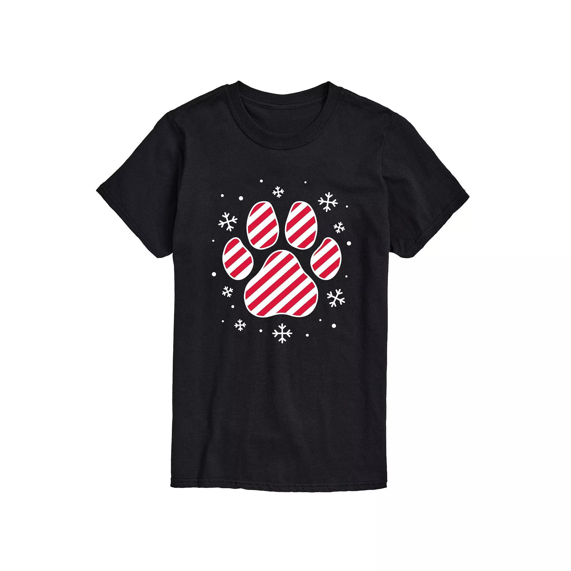 Big & Tall Candy Cane Paw Print Tee, Mens Product Image