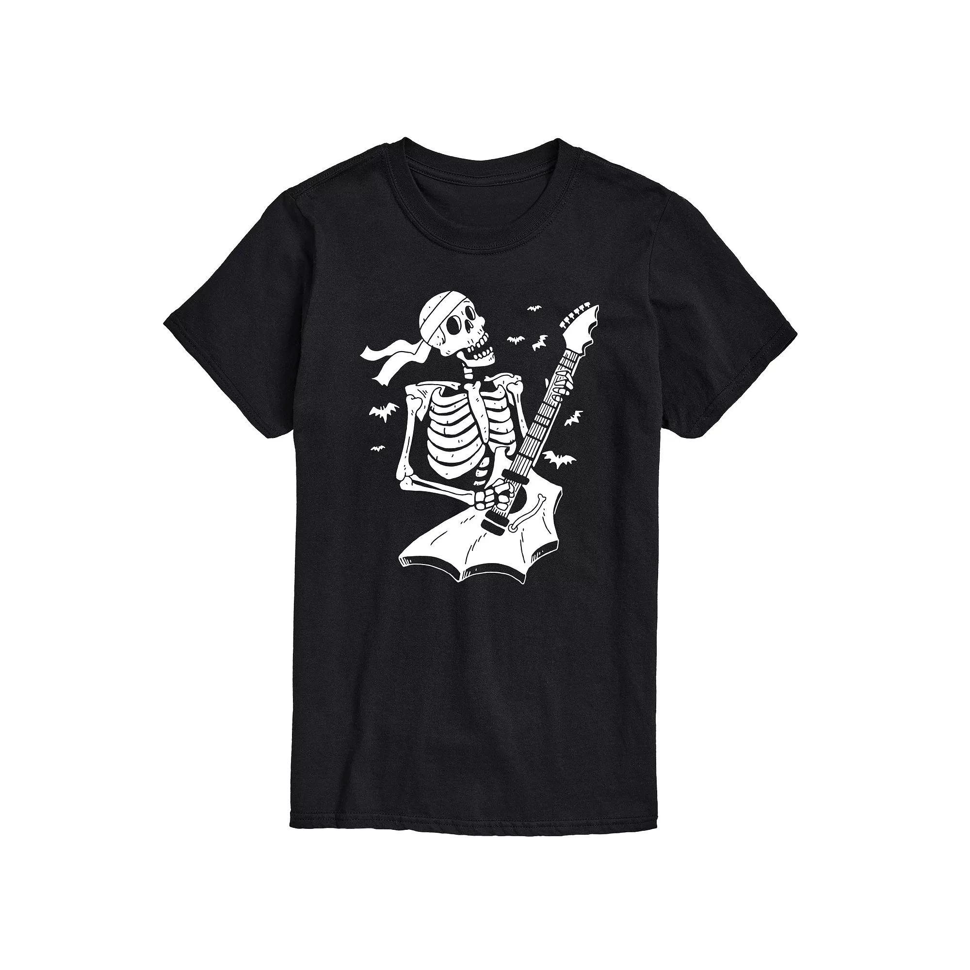 Big & Tall Skeleton Guitar Graphic Tee, Men's, Size: Large Tall, Black Product Image