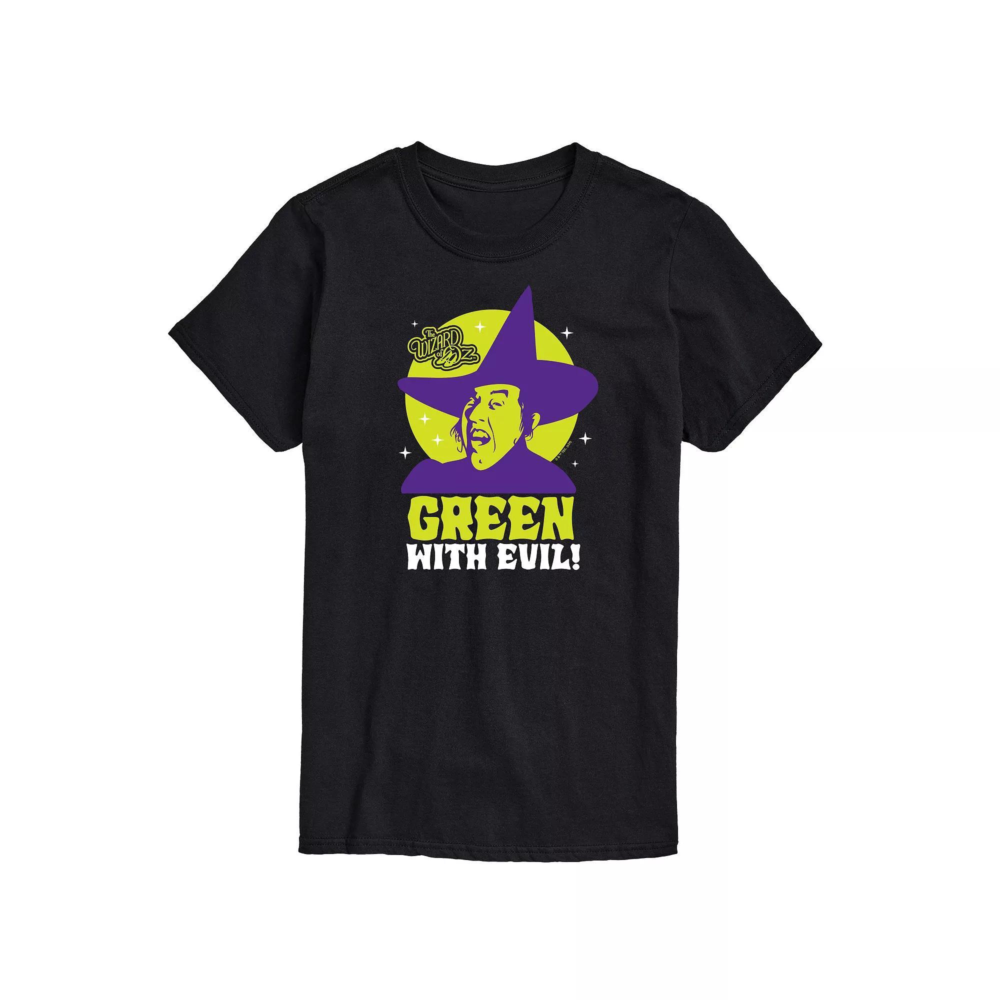 Mens Wizard Of Oz Green With Evil Graphic Tee Grey Gray Product Image