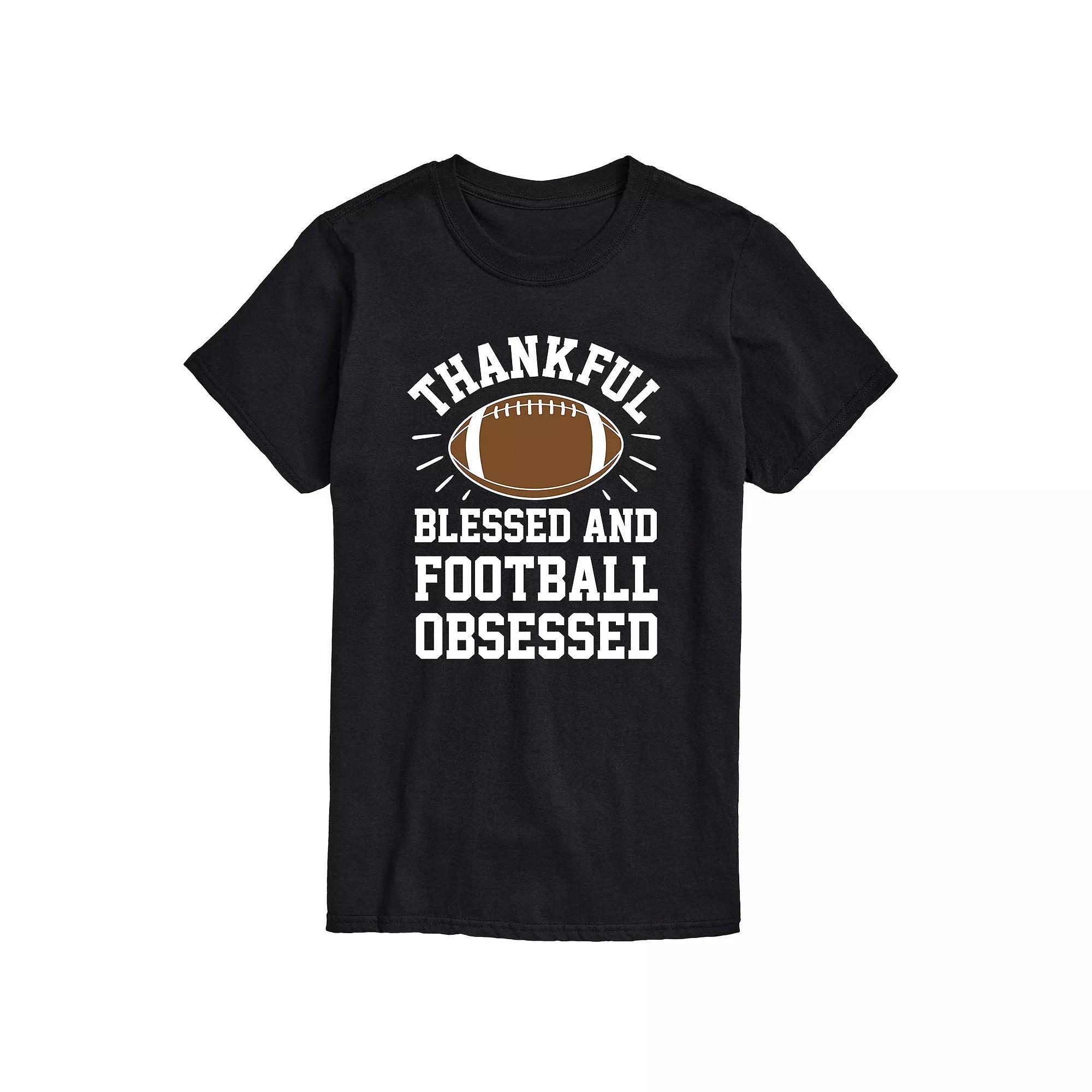 Big & Tall Thankful Blessed Football Tee, Mens Product Image