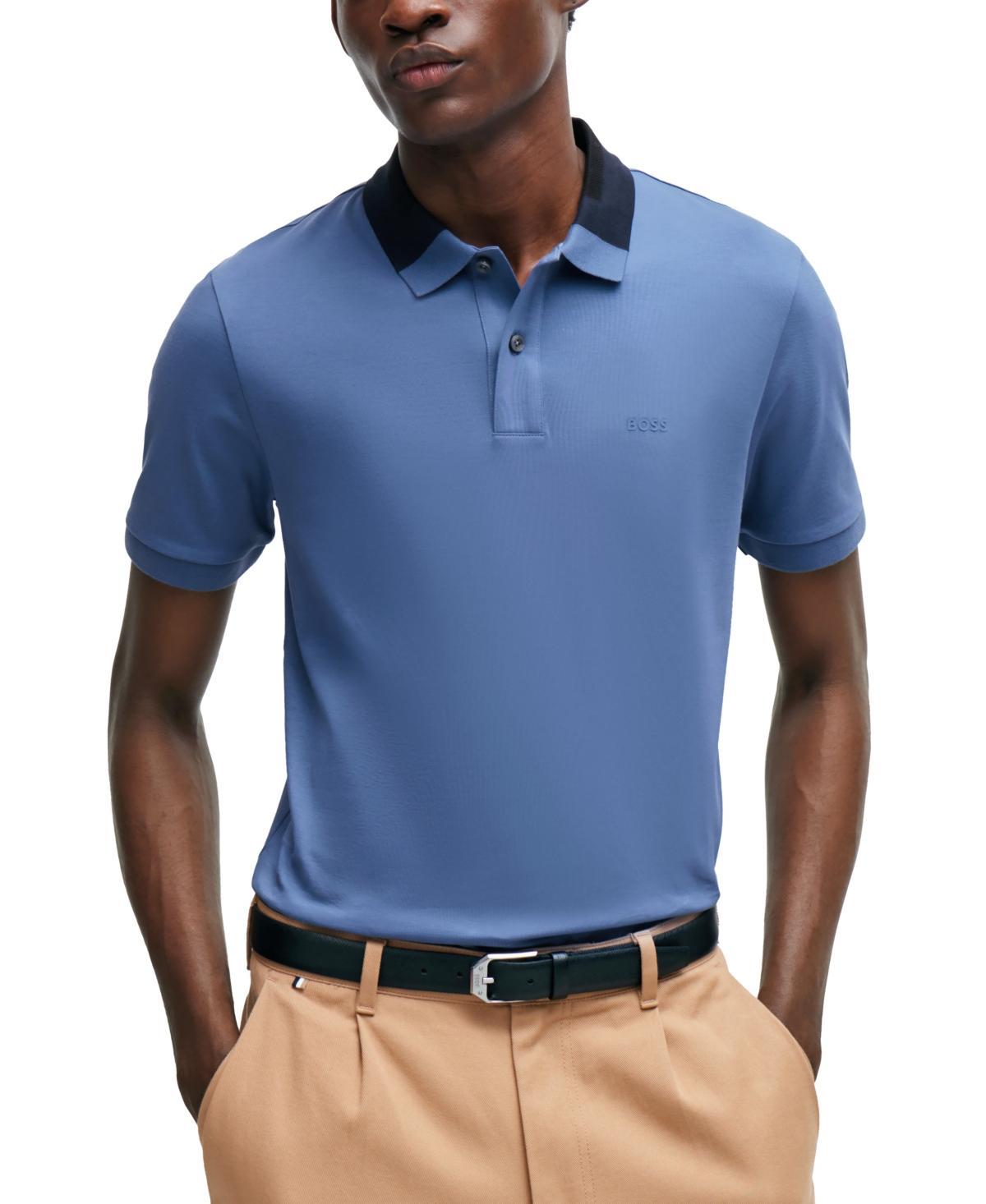 Boss by Hugo Boss Mens Color-Blocked Collar Slim-Fit Polo Shirt Product Image