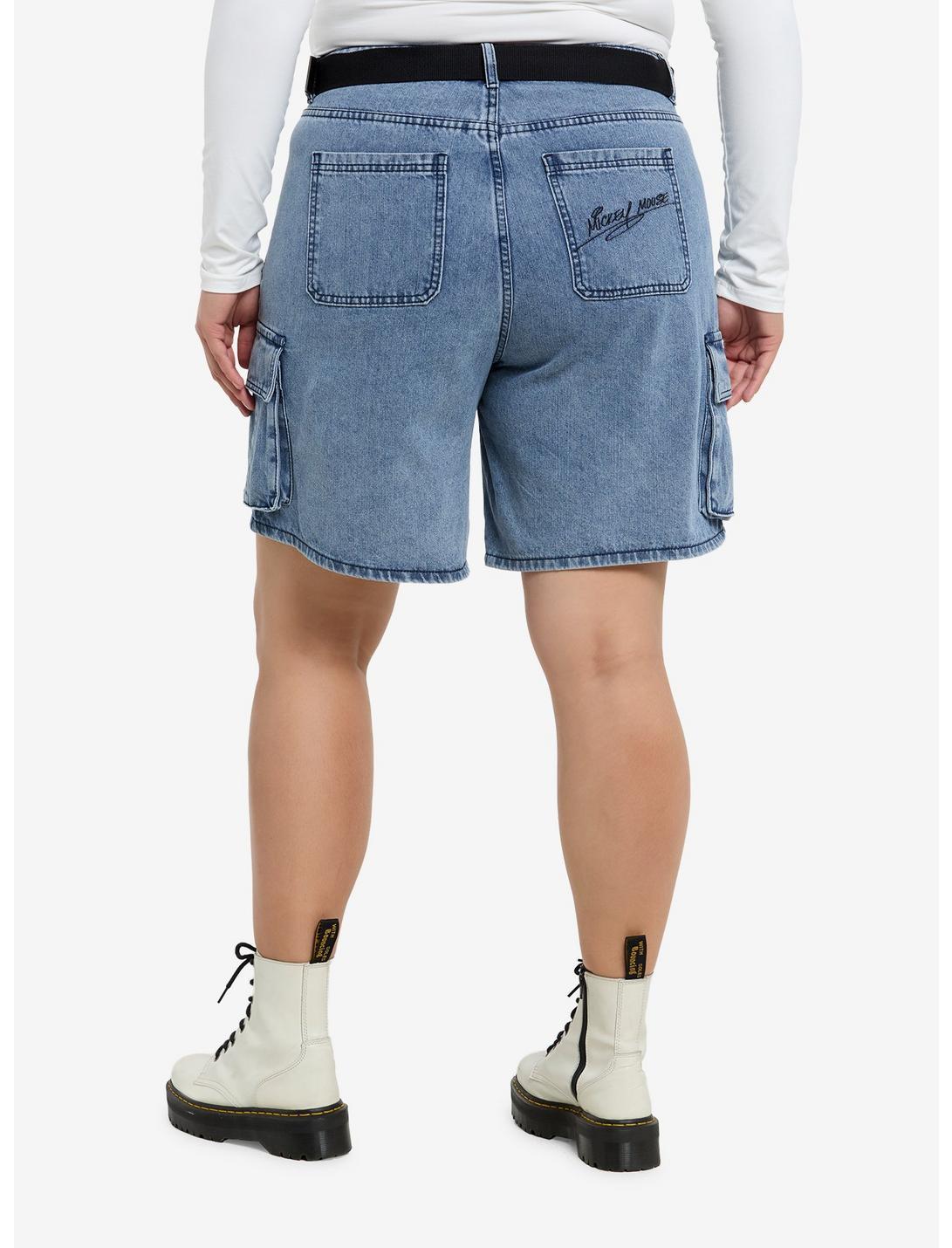 Her Universe Disney Mickey Mouse Embroidered Denim Cargo Shorts Plus Size Product Image