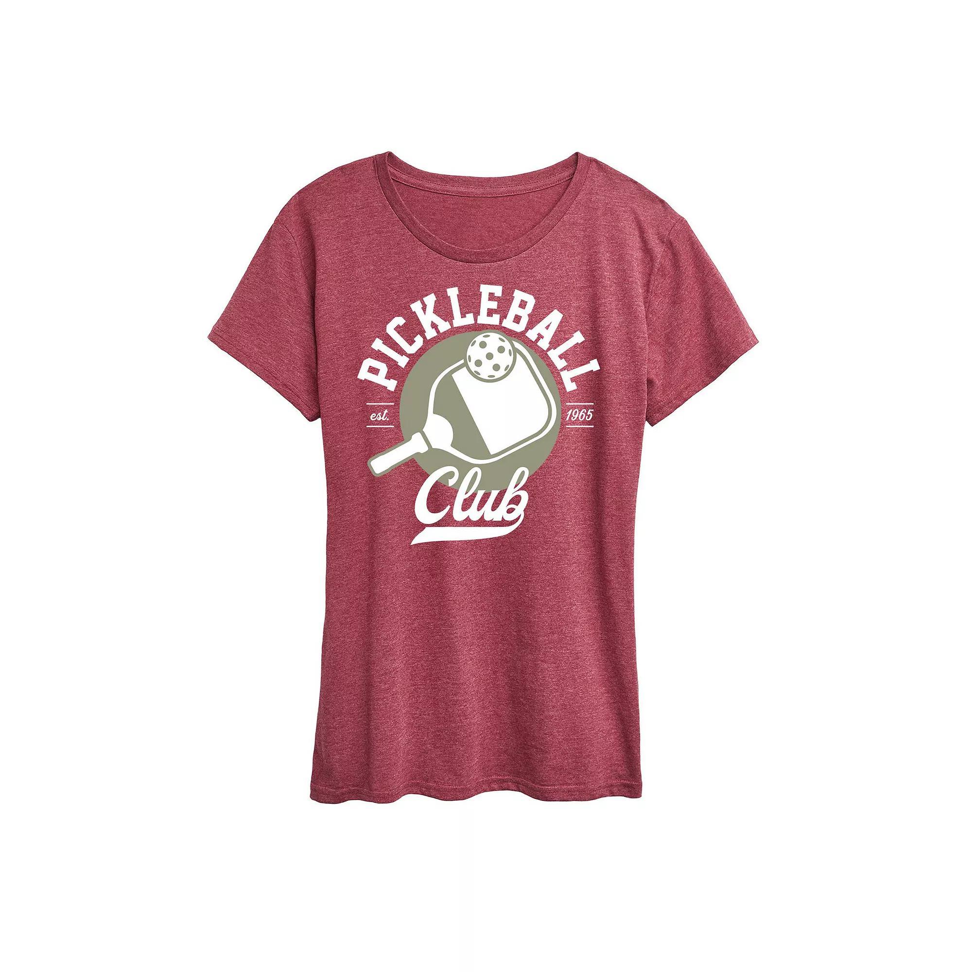 Womens Pickleball Club Graphic Tee Grey Dark Red Product Image