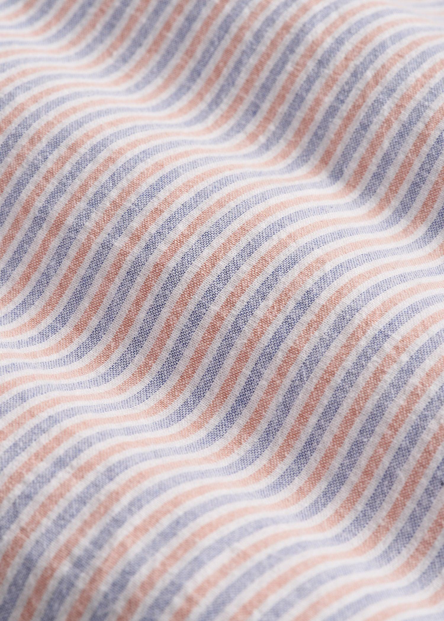 Washed Oxford Shirt for Tall Men in Apricot and Blue Multi Stripe Product Image