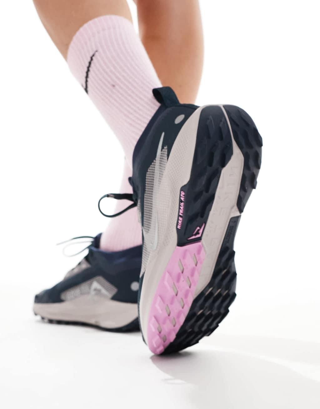 Nike Running Pegasus Trail 5 Gore-Tex sneakers in navy and silver Product Image