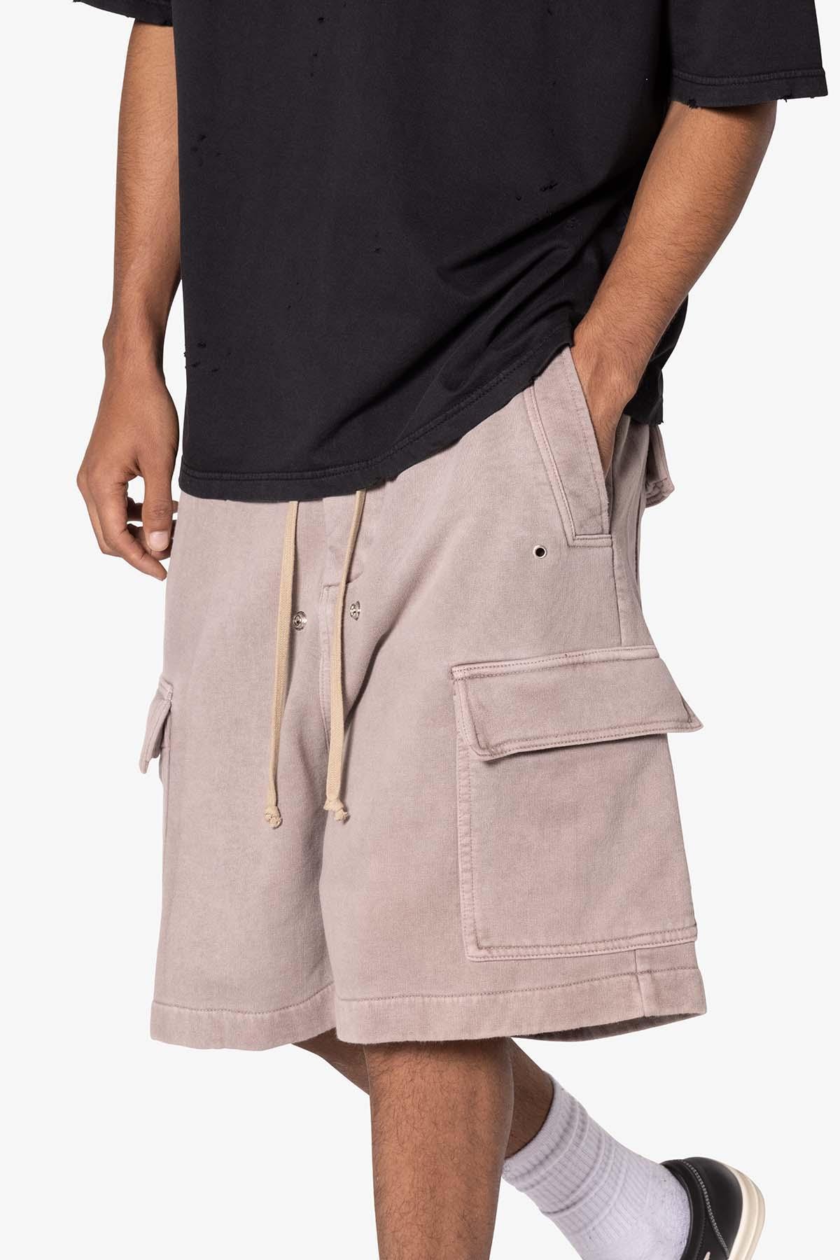 Rave Cargo Fleece Sweat Shorts - Washed Mauve Product Image