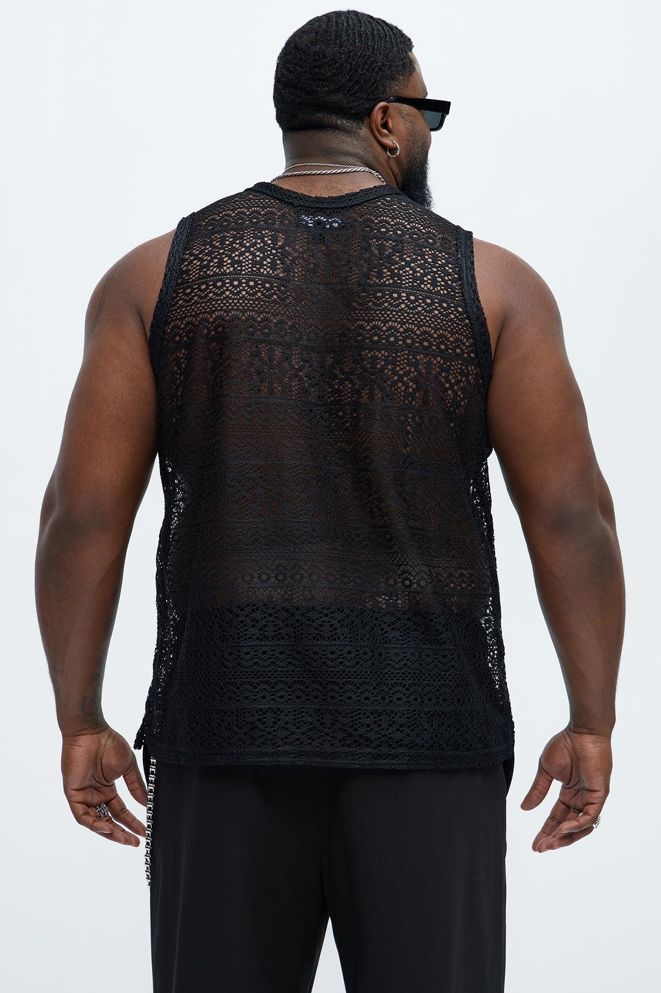Edson Open Knit Tank - Black Product Image
