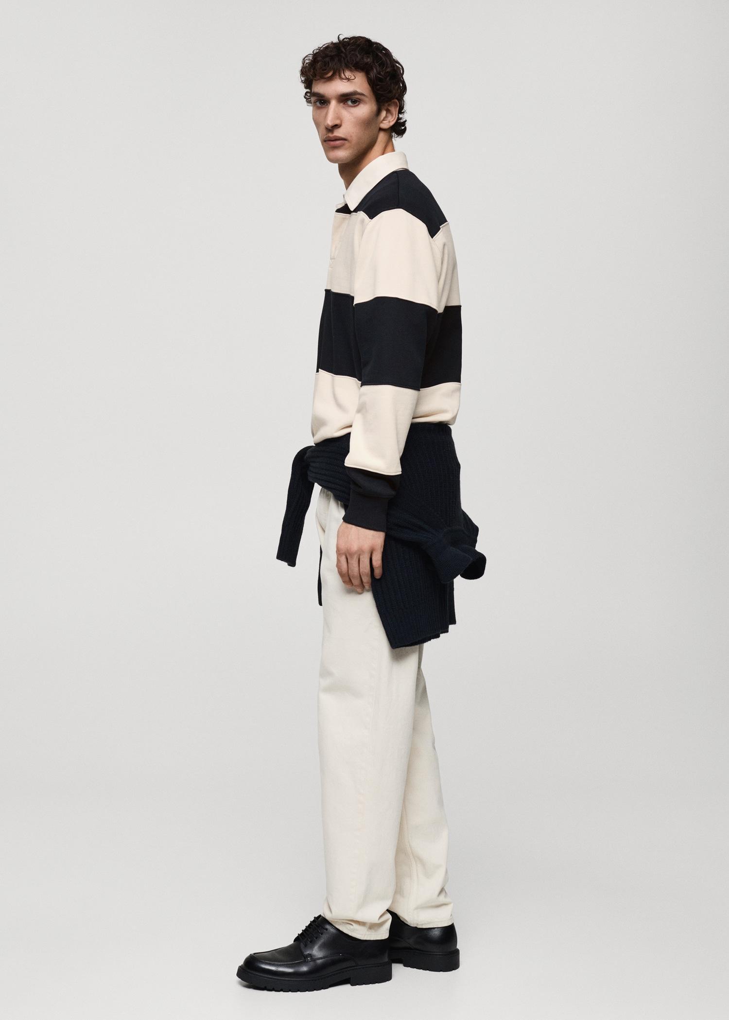 Striped cotton polo sweatshirt - Men | MANGO USA Product Image