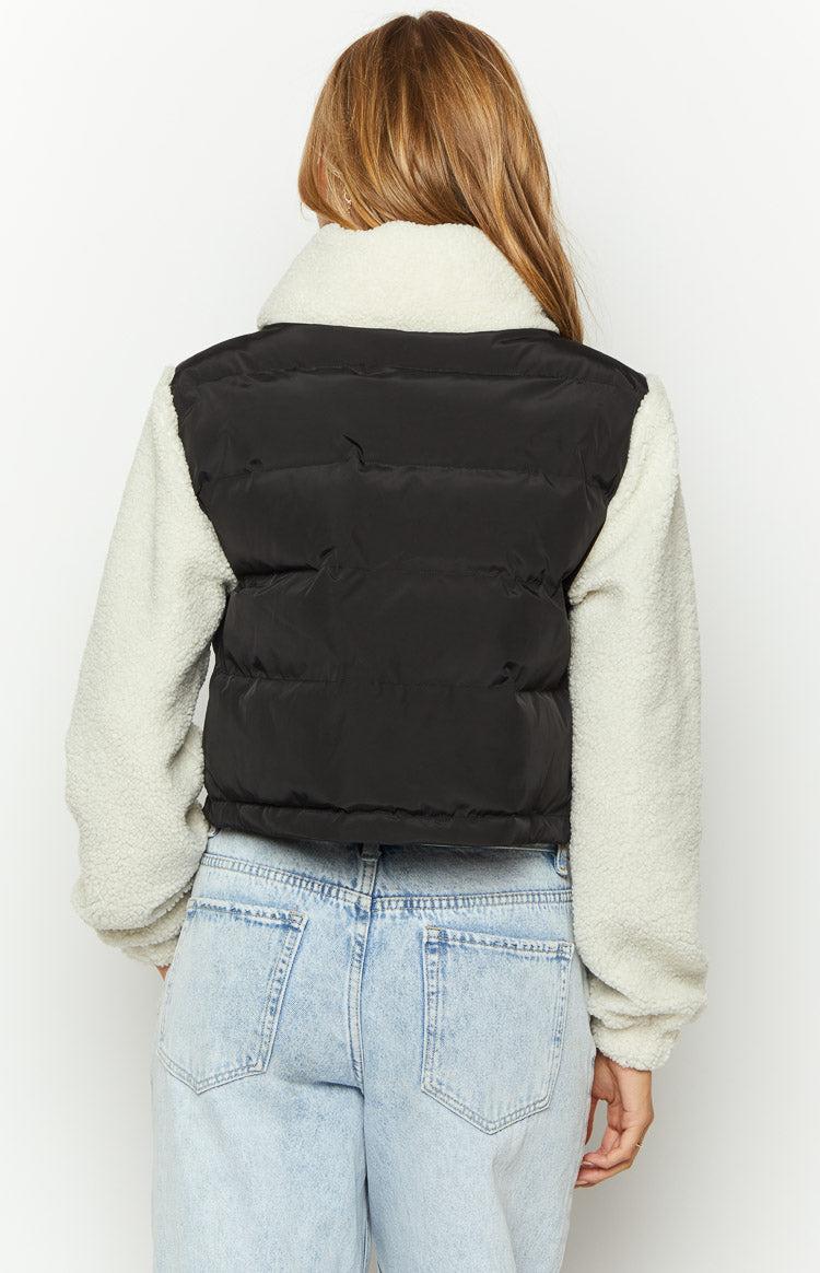 Maelle Black Sherpa Puffer Jacket Product Image