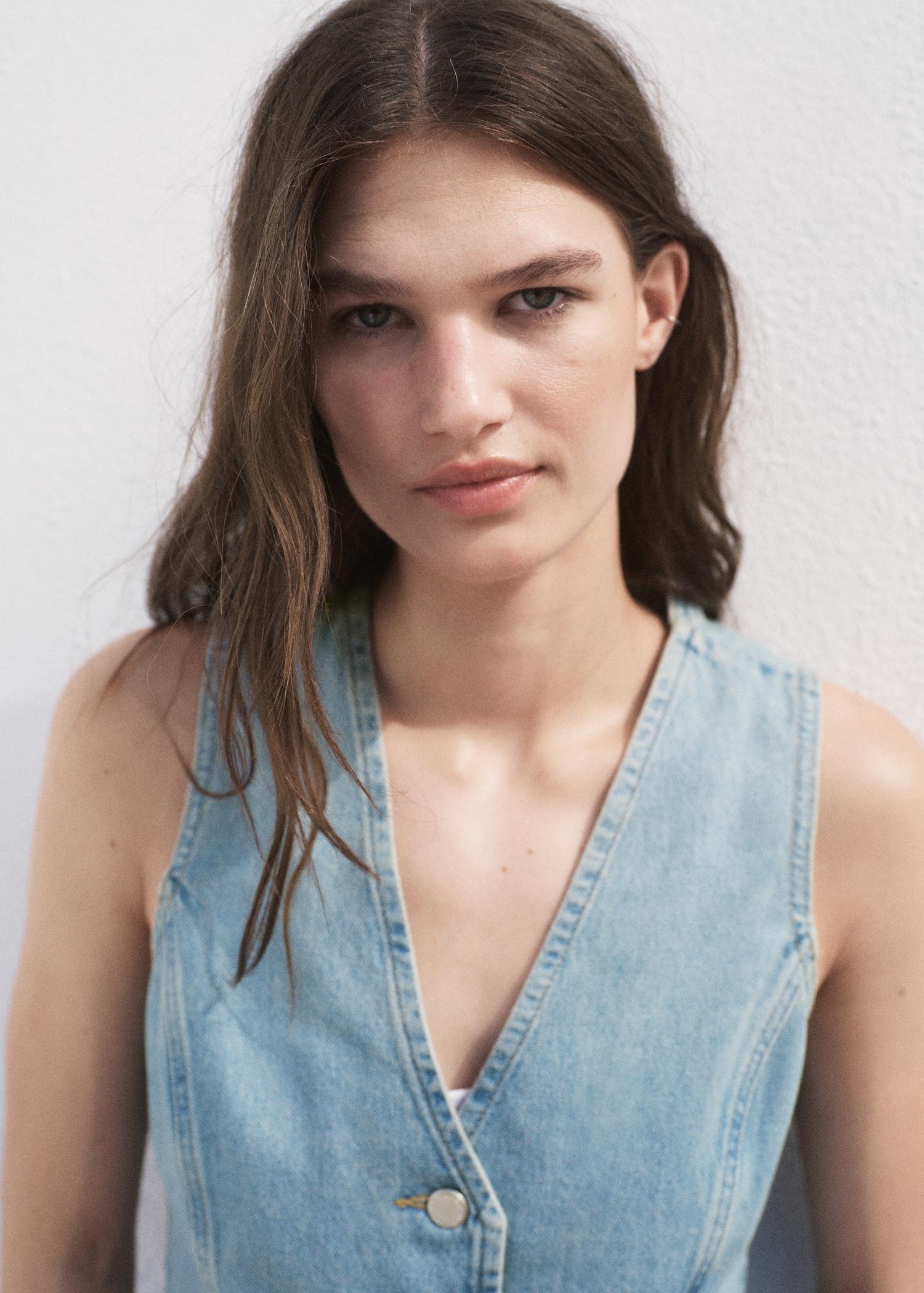 Buttoned denim gilet - Women | MANGO USA Product Image