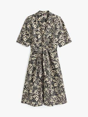 Linen-Blend Tie-Front Short-Sleeve Dress Product Image