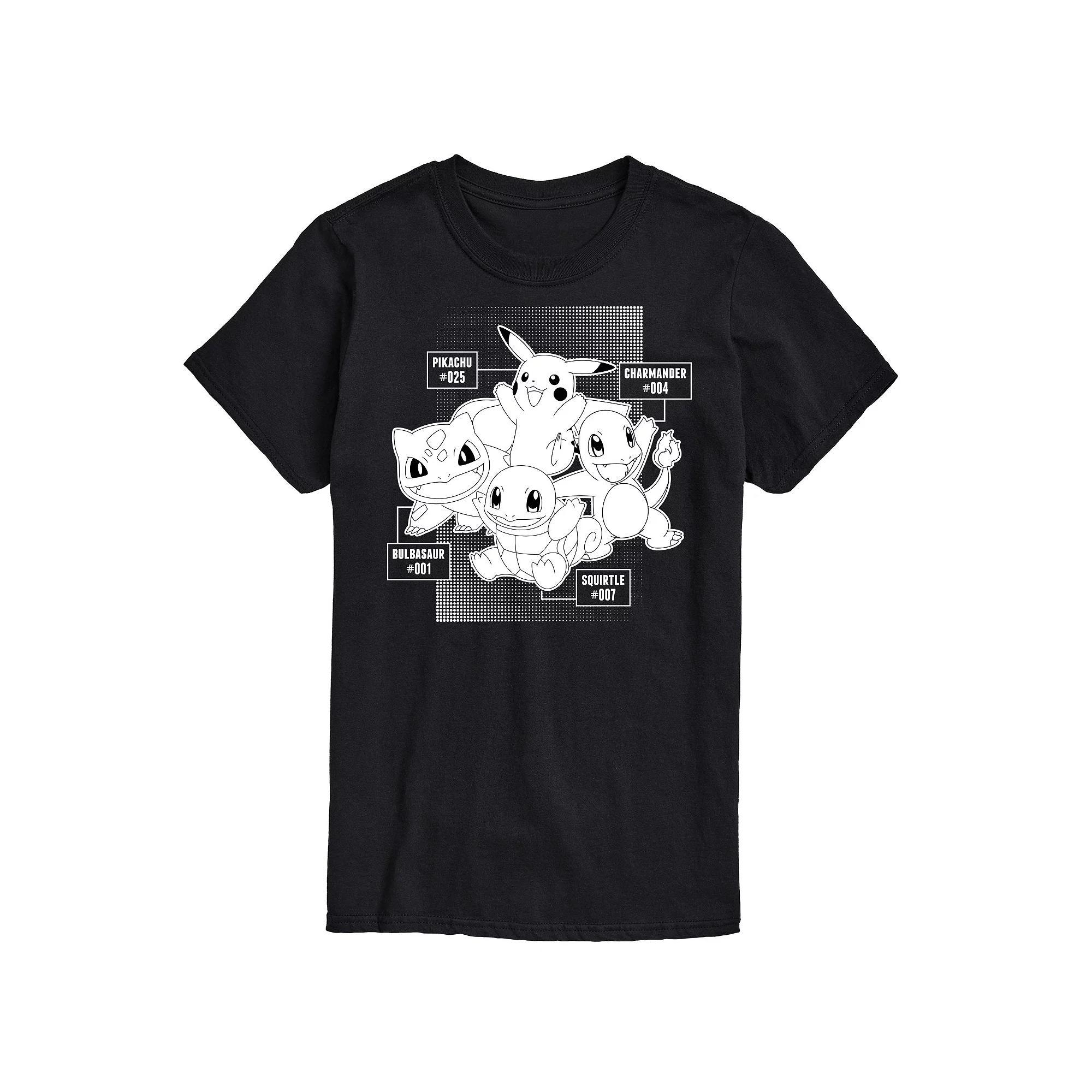 Mens Pokemon Starter Labels Graphic Tee Product Image