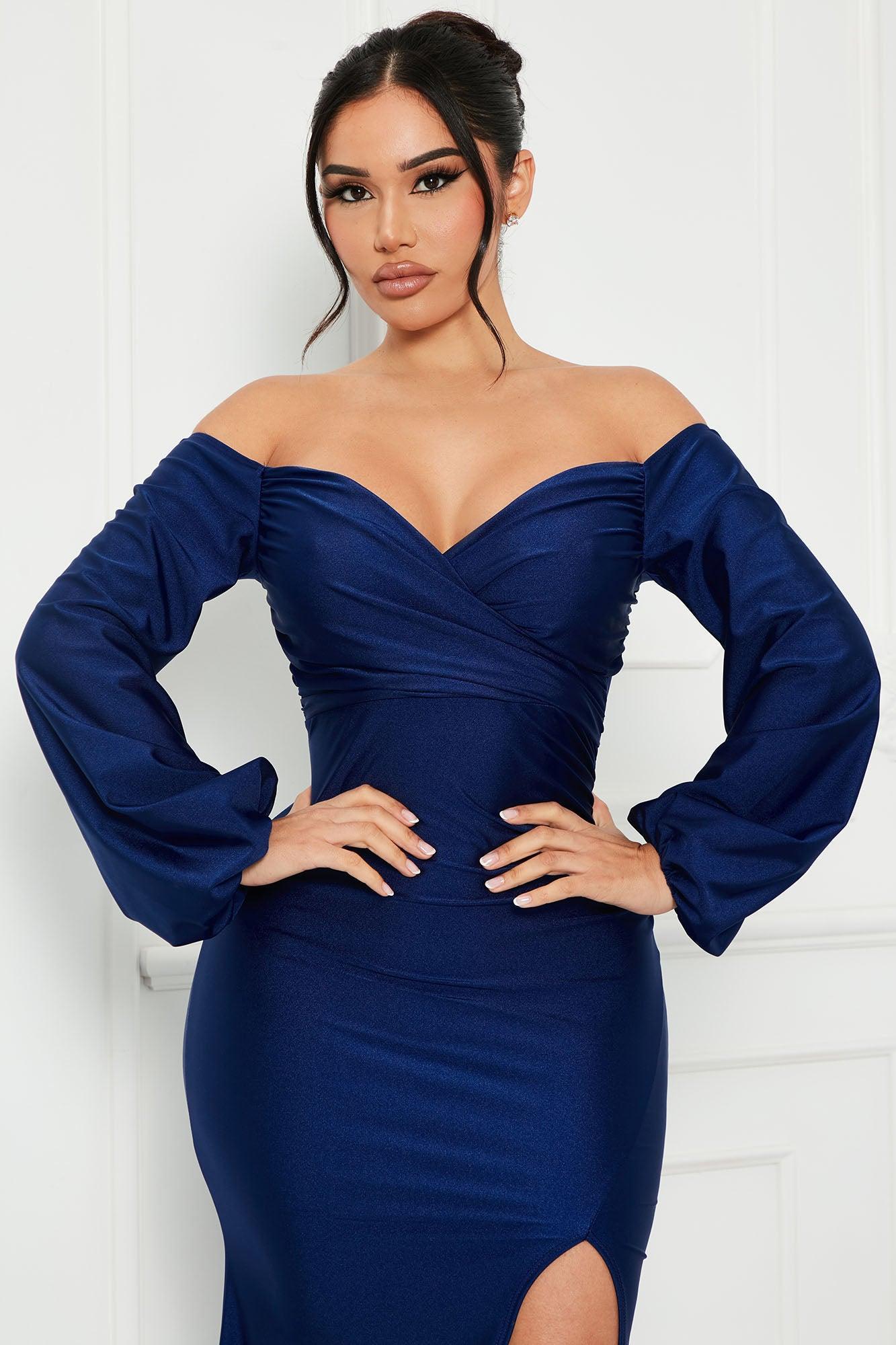 Denise Off Shoulder Maxi Dress - Navy Product Image