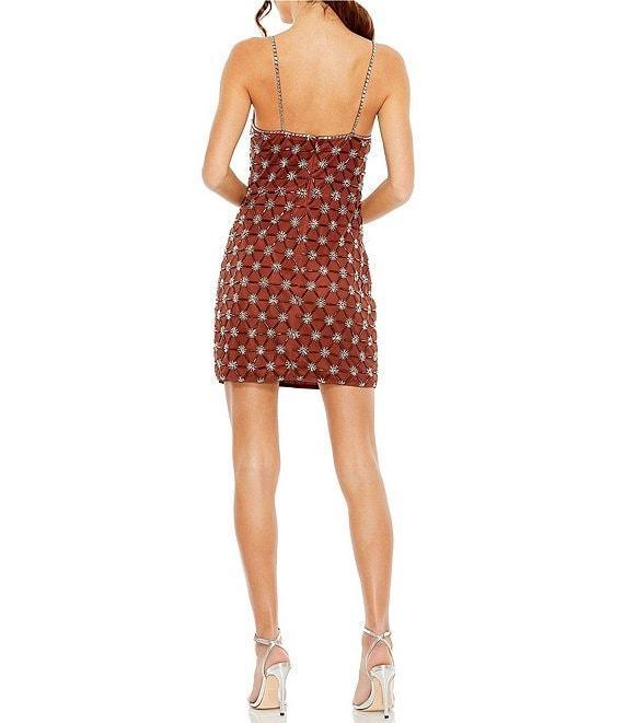 Mac Duggal Beaded Square Neckline Sleeveless Mini Dress Product Image