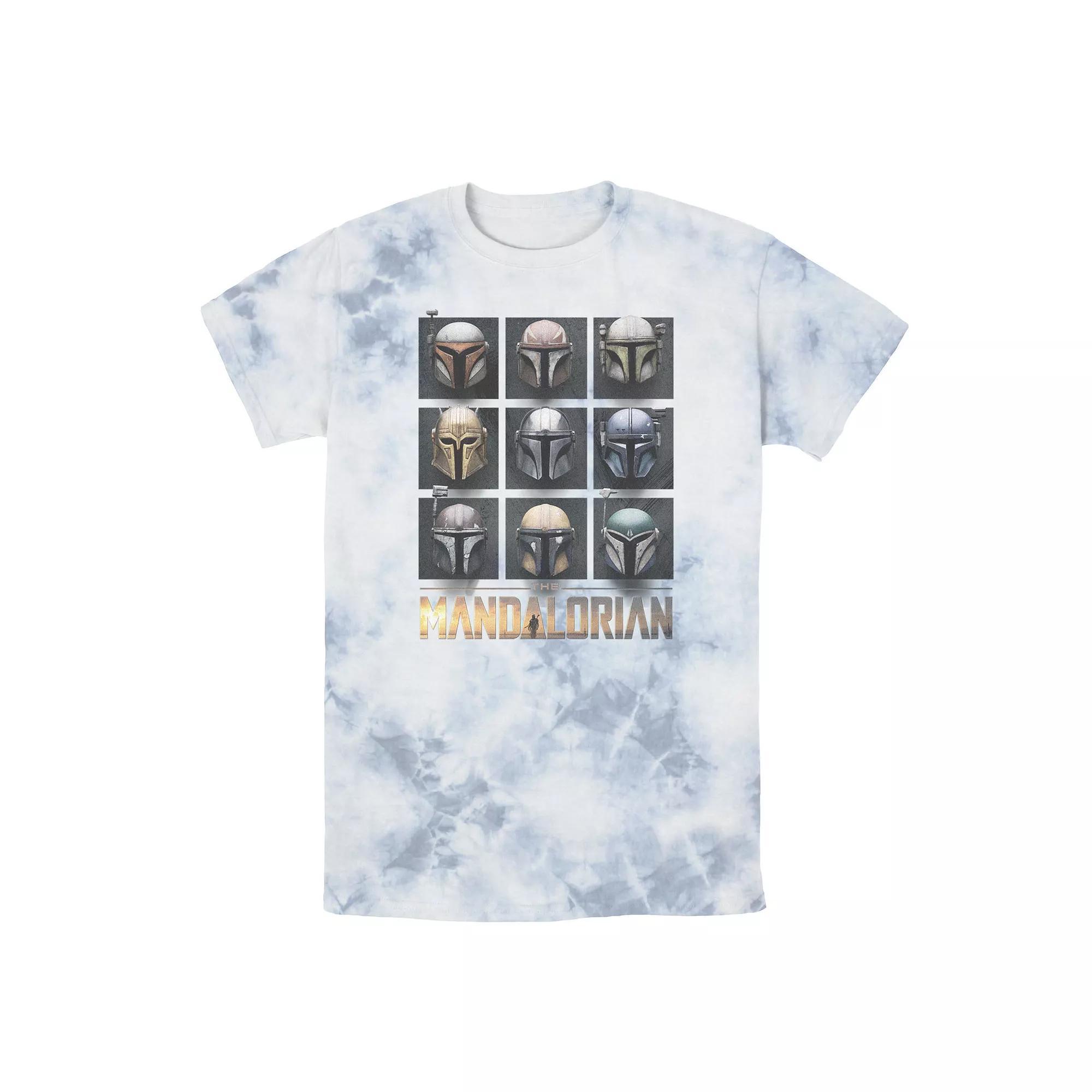 Men's Star Wars The Mandalorian Helmet Box Up Tee, Boy's, Size: Small, White Blue Product Image