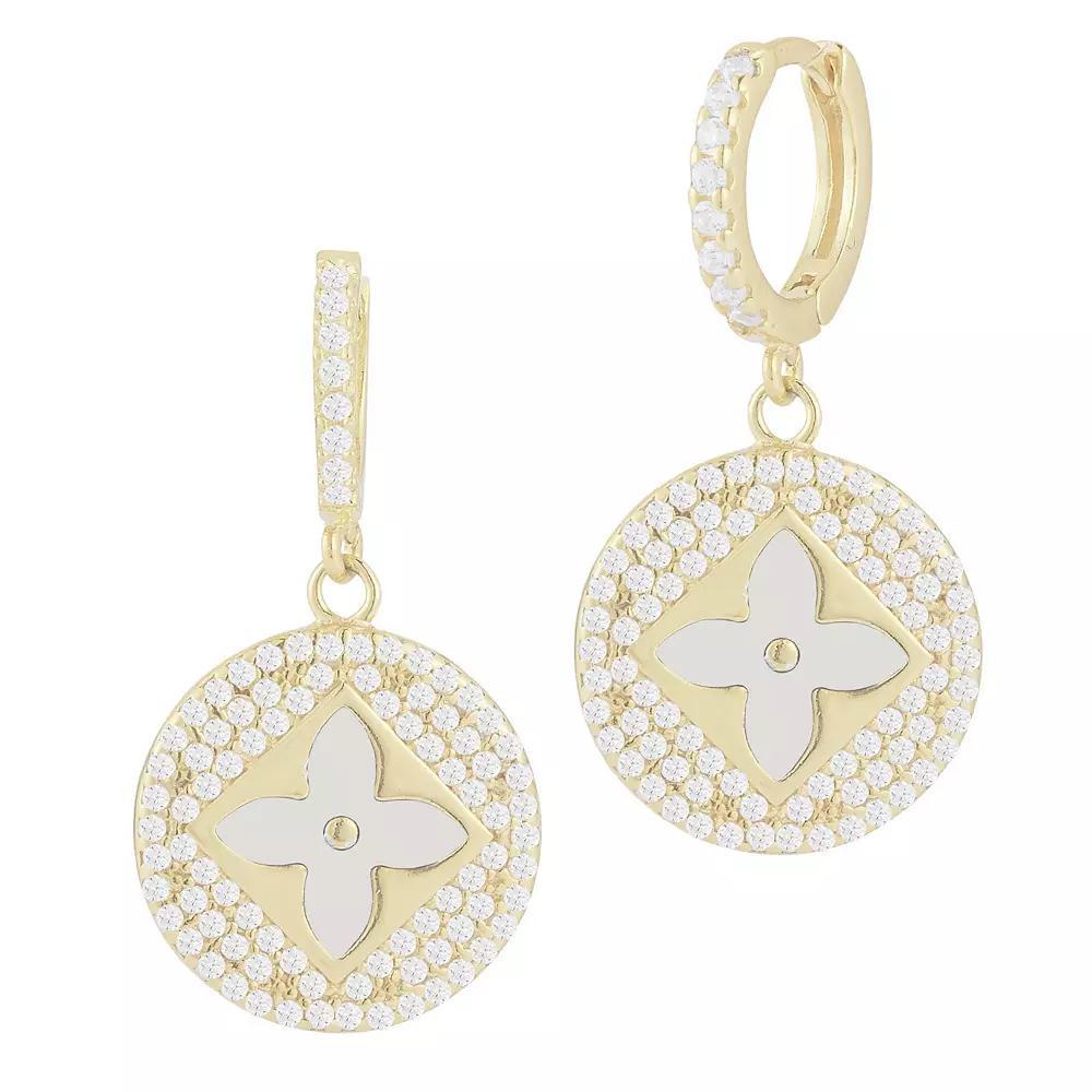 Sunkissed Sterling Gemstone & Cubic Zirconia Clover Earrings, Womens, Silver Tone White Product Image