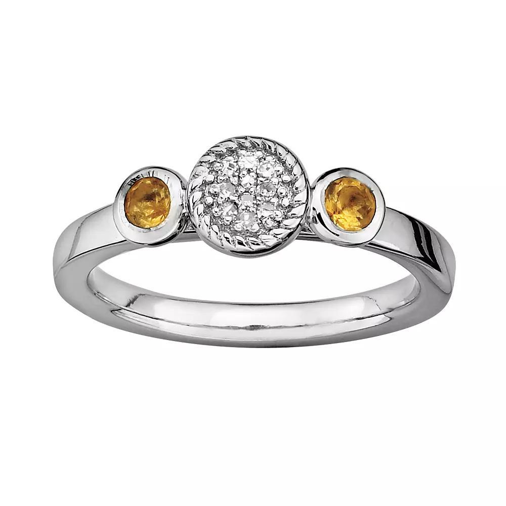 Stacks & Stones Sterling Silver Citrine & Diamond Accent Stack Ring, Women's, Size: 10 Product Image