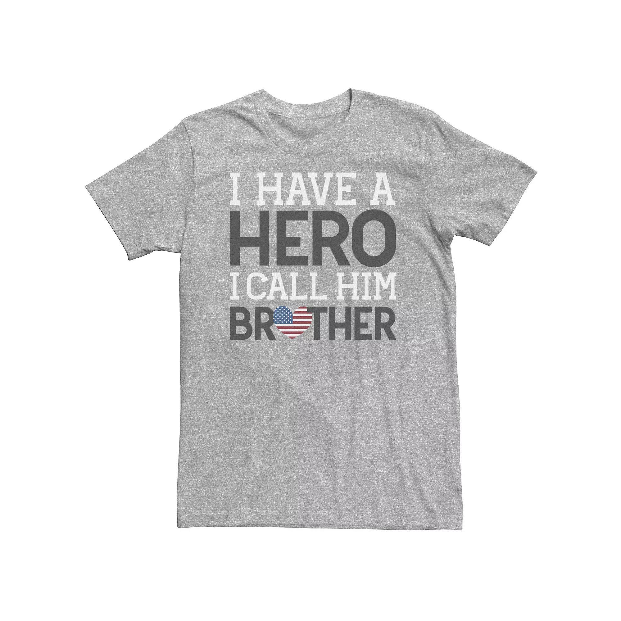 Big & Tall I Have A Hero I Call Him Brother Word Stack Tee, Men's, Size: 3XL Tall, Athletic Grey Product Image