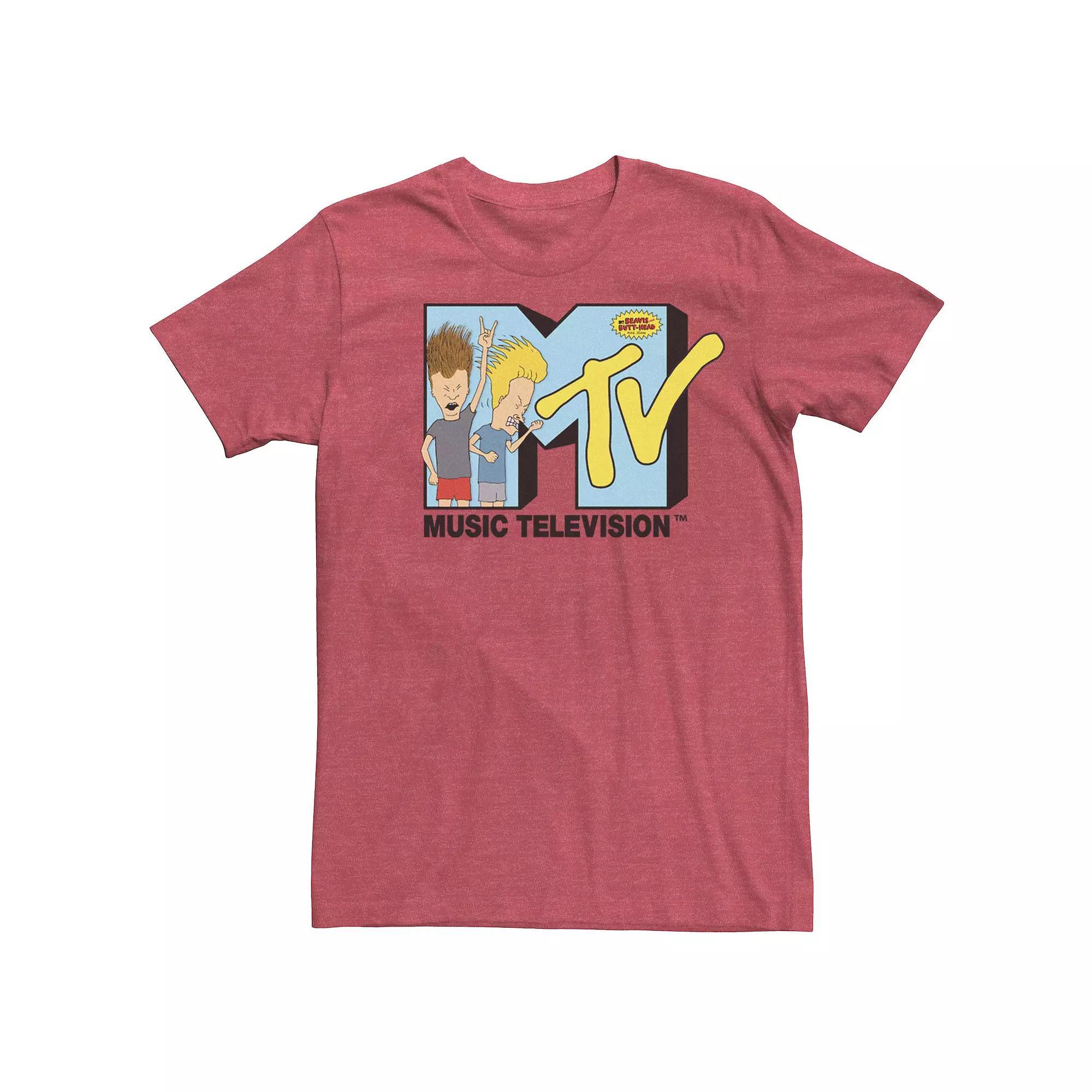 Men's MTV Beavis And Butthead Head Banging Logo Short Sleeve Tee, Size: Small, Red Grey Product Image