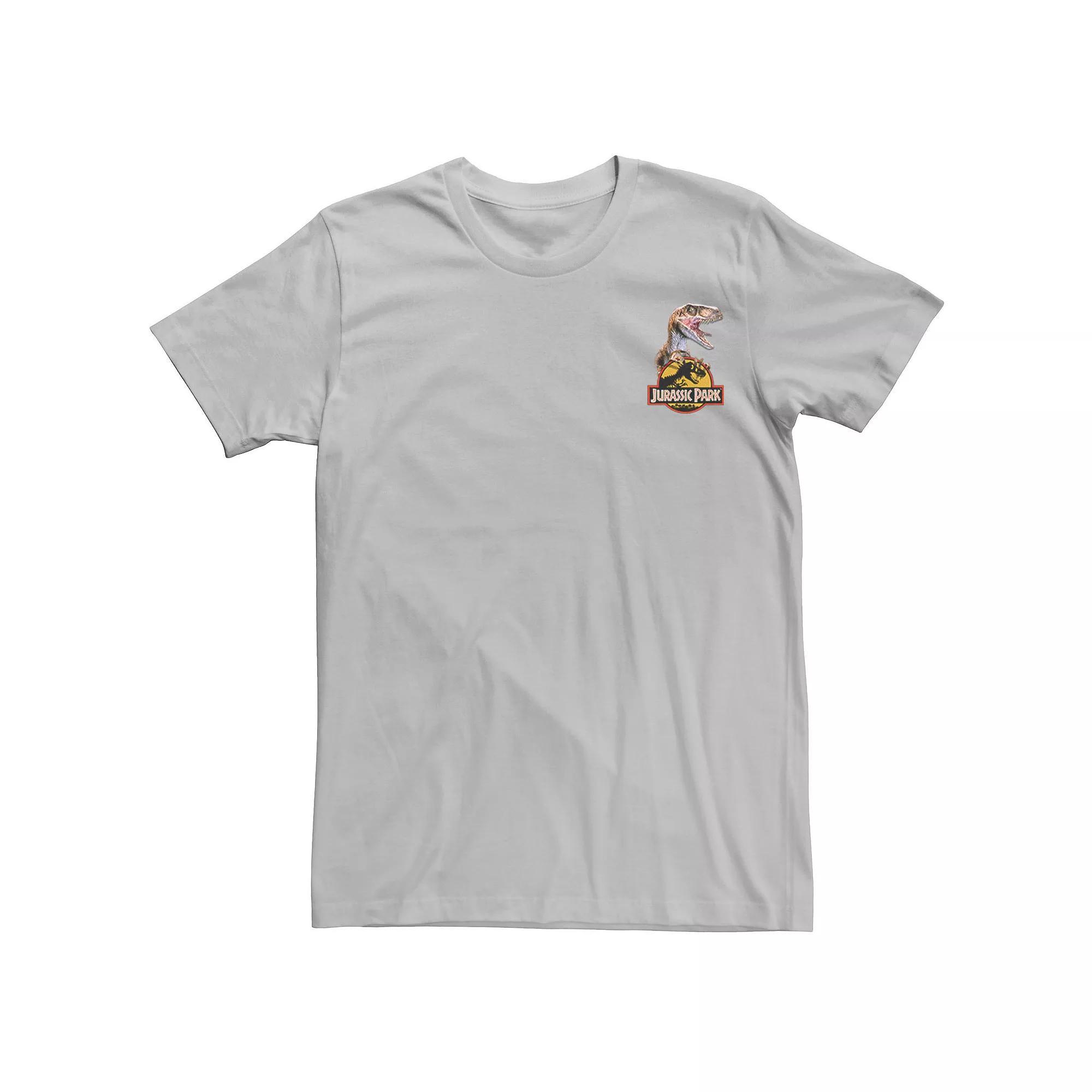 Men's Jurassic Park Raptor Hold Logo Pocket Tee, Size: 3XL, Silver Product Image