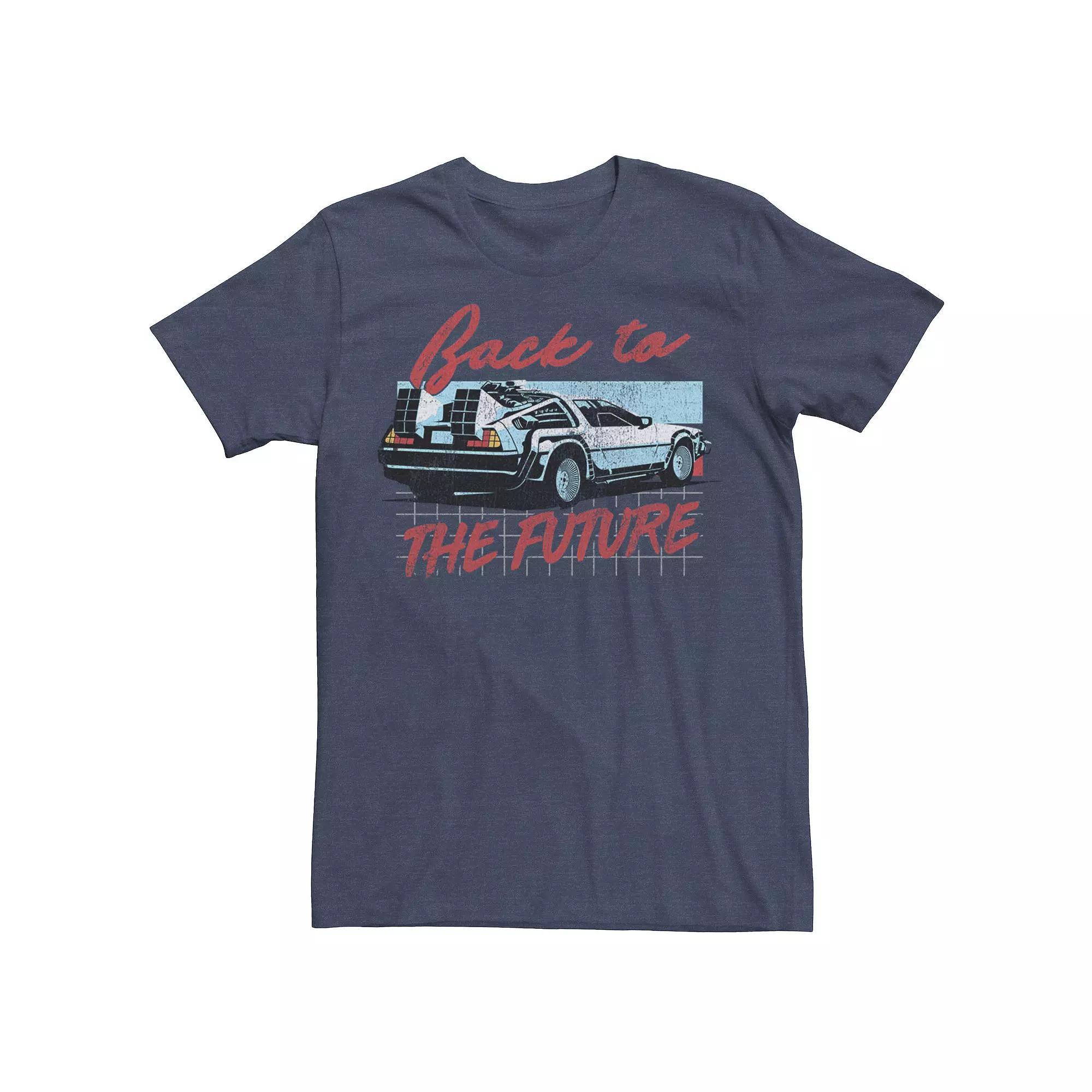 Men's Back To The Future Delorean Panel Portrait Logo Tee, Size: XXL, Navy Grey Product Image