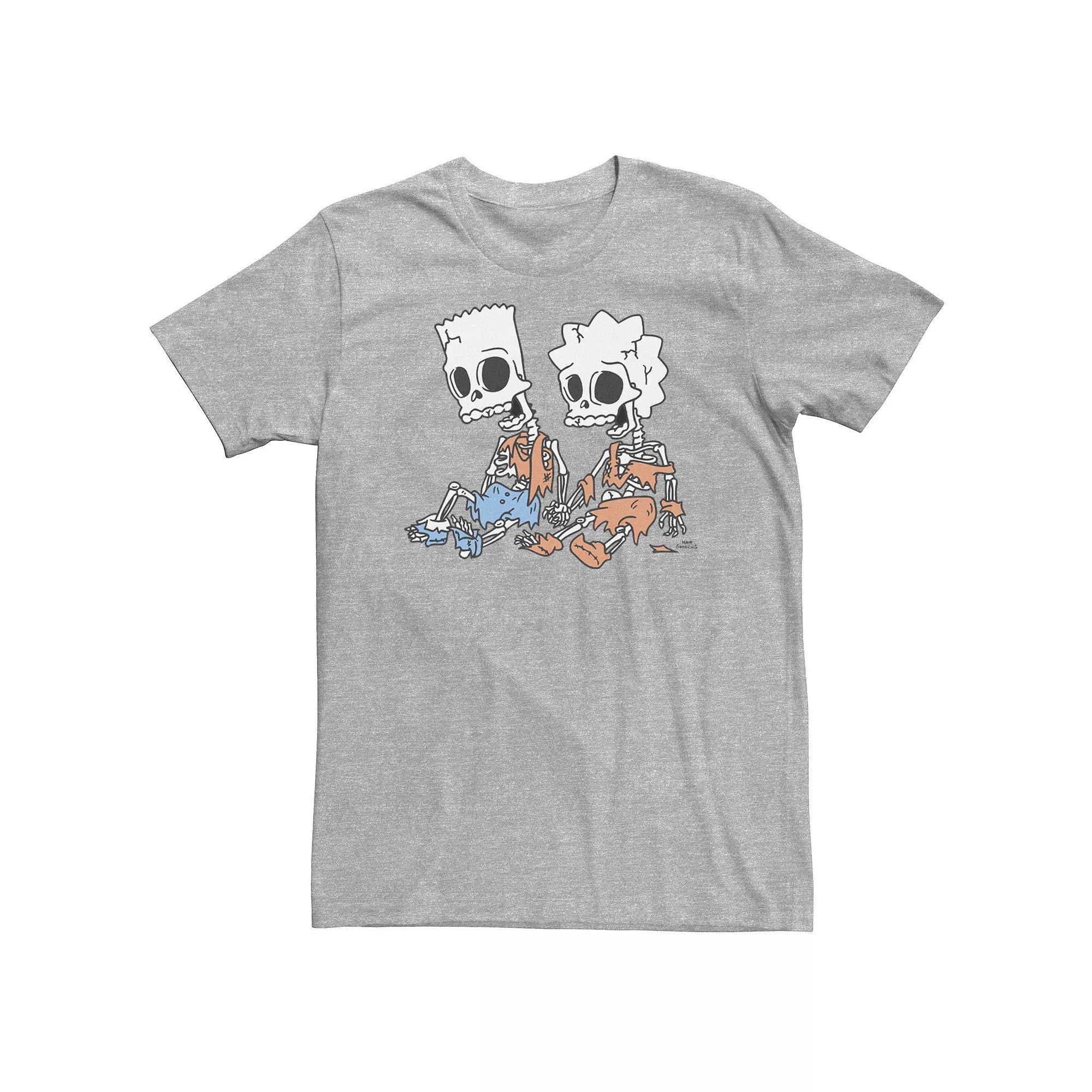Big & Tall The Simpsons Bart And Lisa Skeletons Portrait Tee, Mens Athletic Grey Product Image