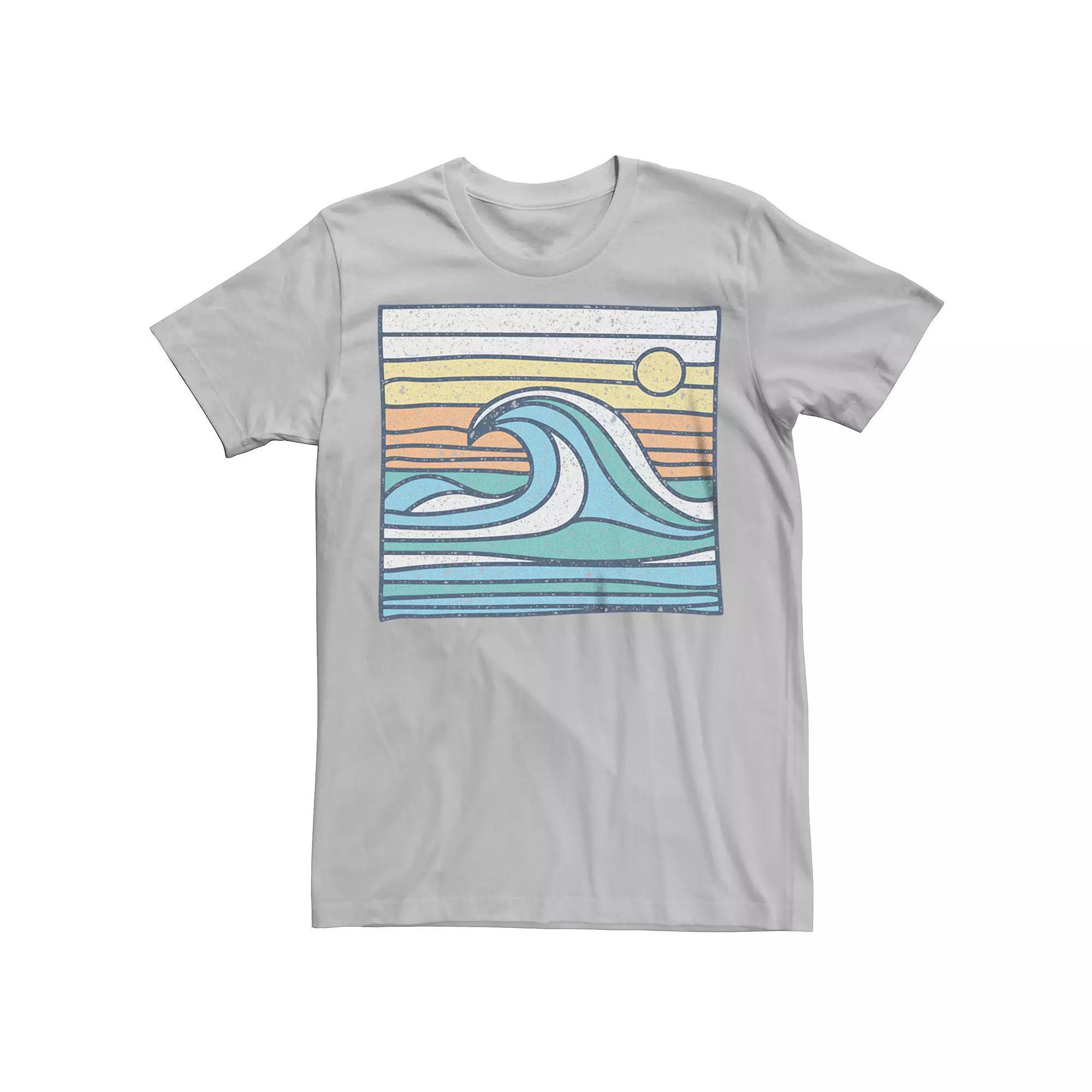 Men's Waves Sunset Lines Box Graphic Tee, Size: Small, Silver Product Image