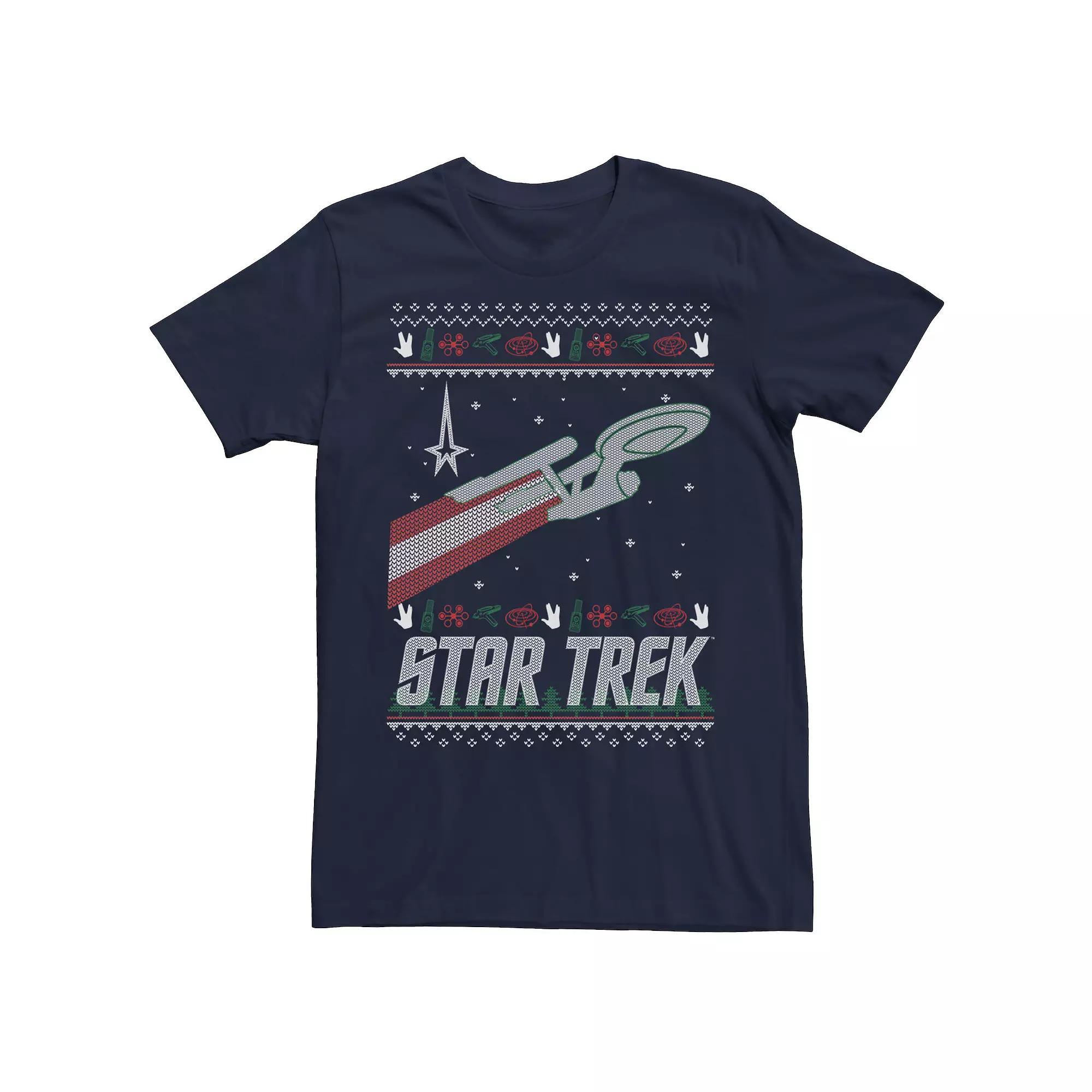 Men's Star Trek Original Series Holiday Enterprise Tee, Size: Large, Blue Product Image