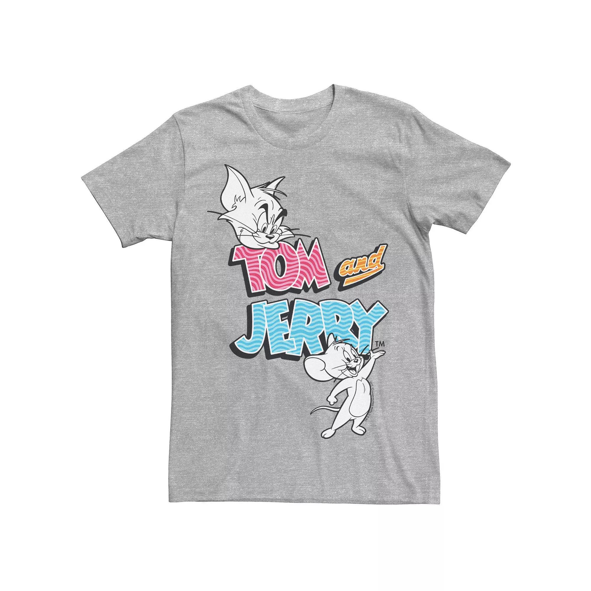 Men's Tom And Jerry Colorful Logo Sketch Tee, Size: Small, Athletic Grey Product Image