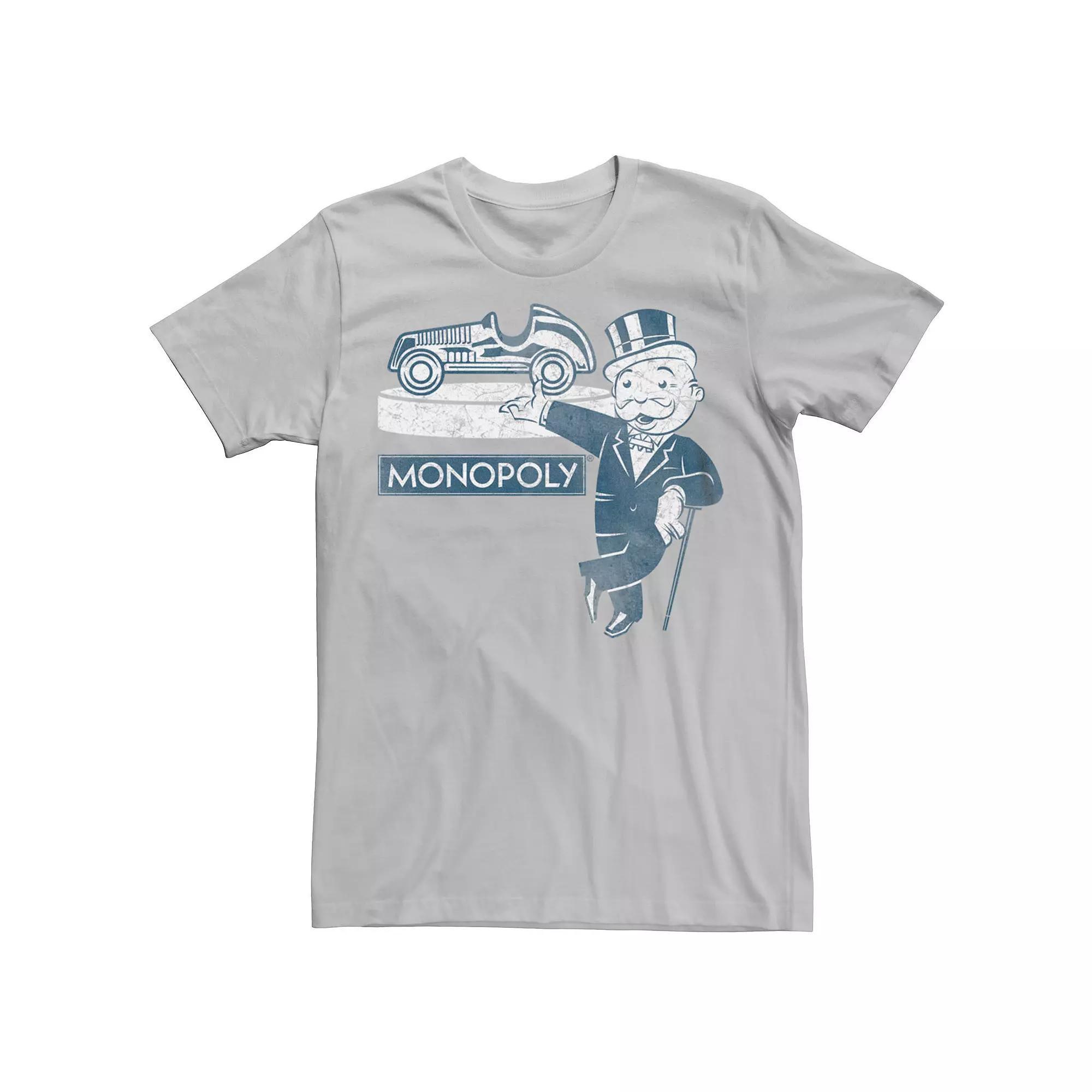 Men's Monopoly Man Luxurious Car Piece Graphic Tee, Size: XS, Silver Product Image