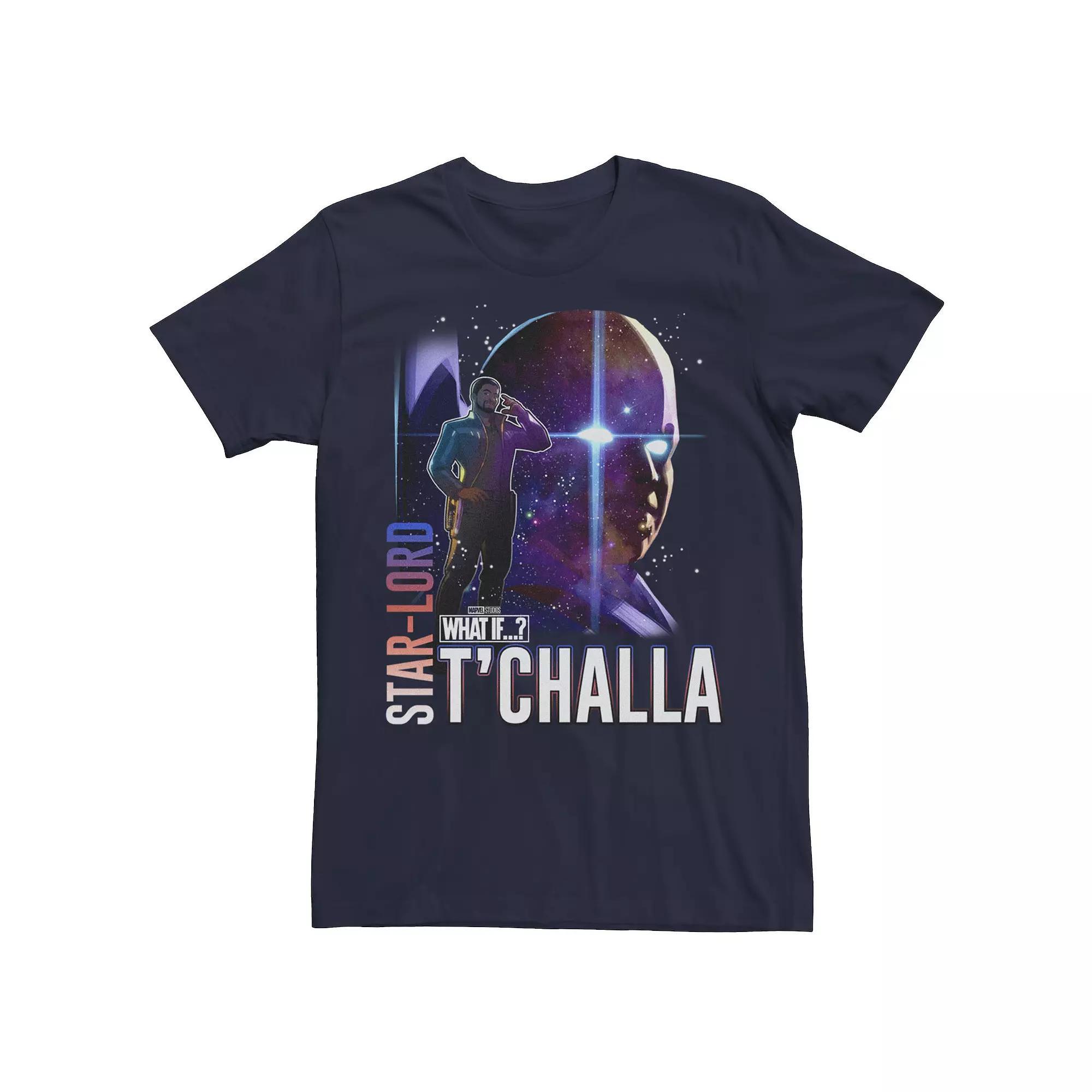 Men's Marvel What If Star Lord T'Challa and Watcher Poster Tee, Size: XS, Blue Product Image