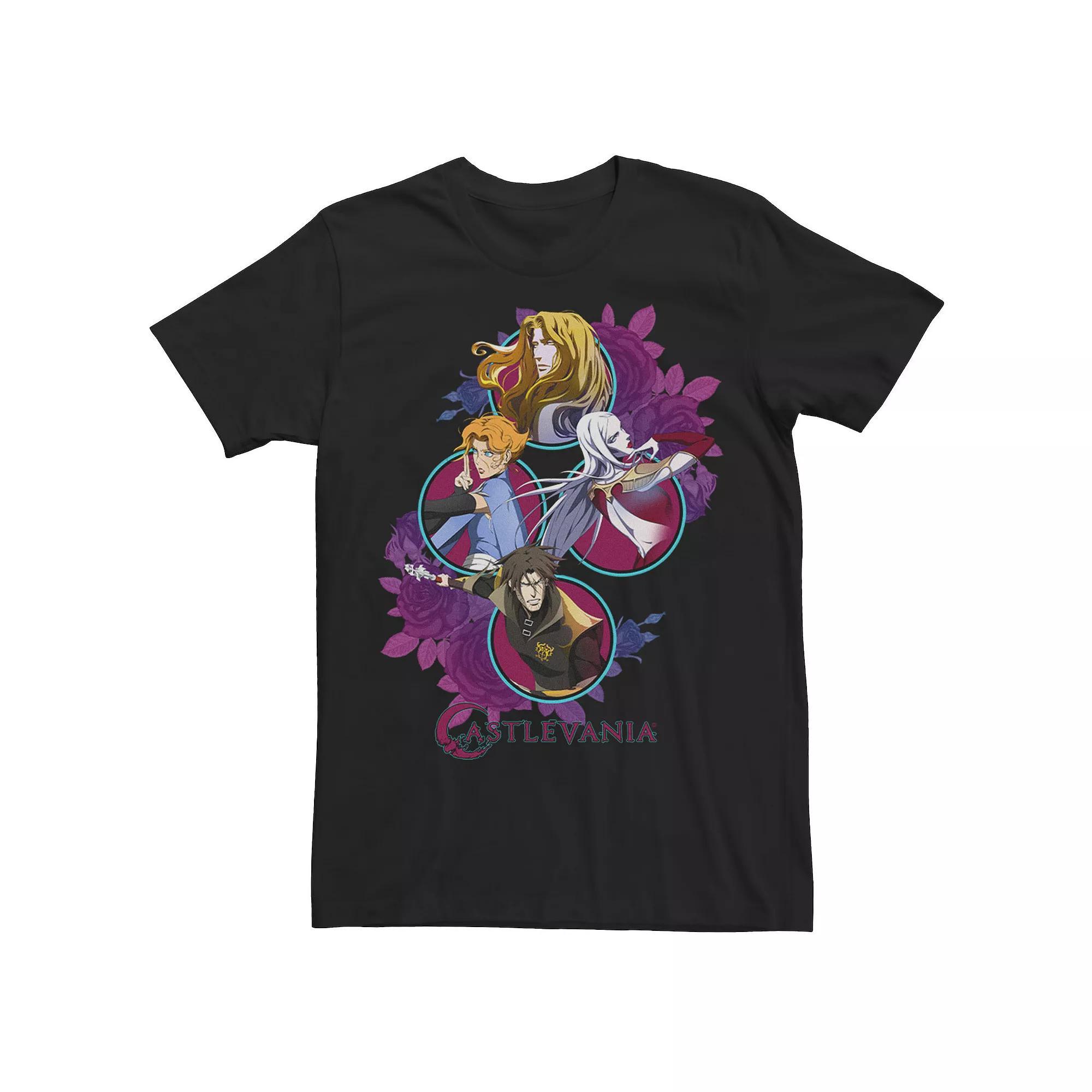 Big & Tall Castlevania Four Circle Floral Portraits Tee, Men's, Size: 4XLT, Black Product Image