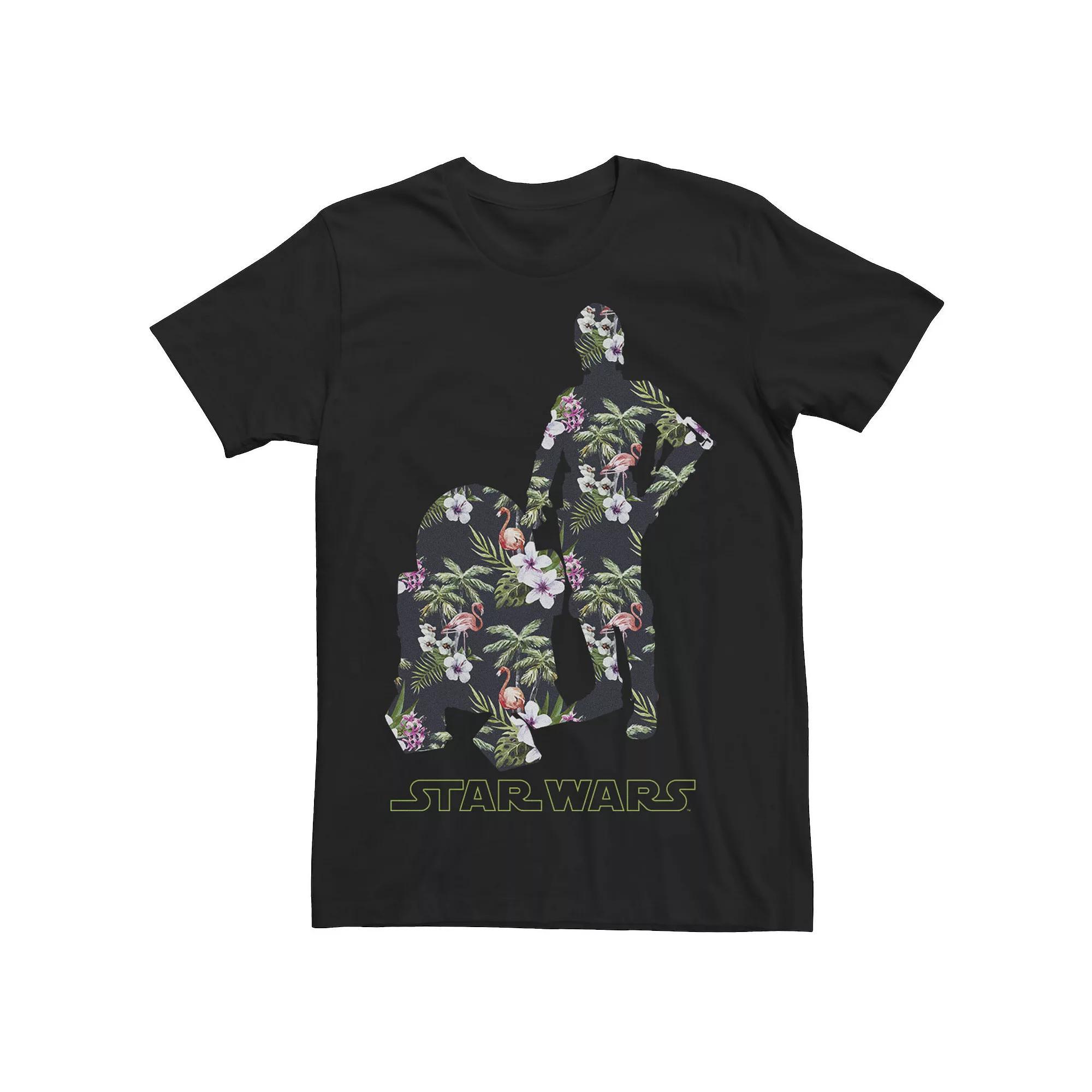 Men's Star Wars R2-D2 and C-3PO Floral Fill Silhouettes Tee, Size: XL, Black Product Image