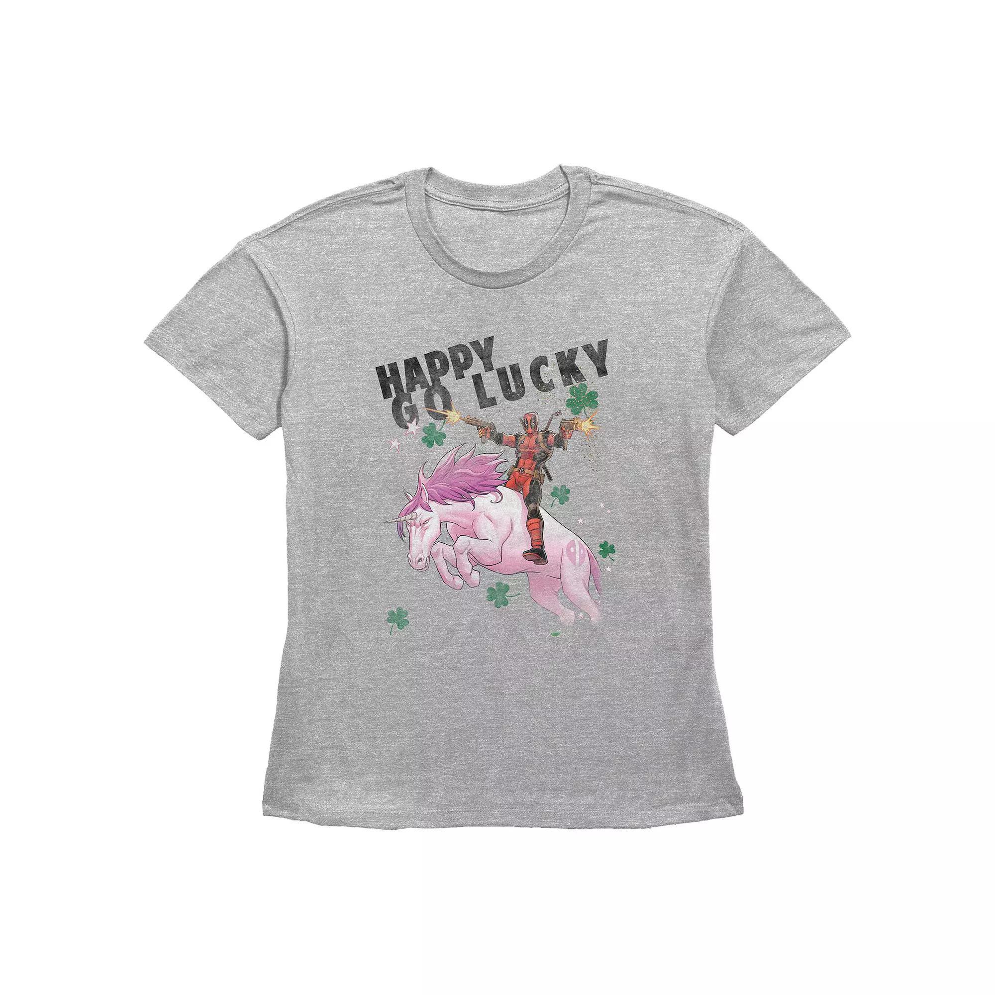 Women's Marvel Deadpool Happy Go Lucky Graphic Tee, Size: XXL, Grey Gray Product Image